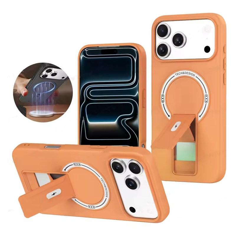 Роскошный складной чехол-подставка для Magsafe зарядки телефона для iPhone 17 Air 16E 15 14 13 12 11 Pro Max Plus Матовый чехол-бампер с подставкой Магнитный чехол