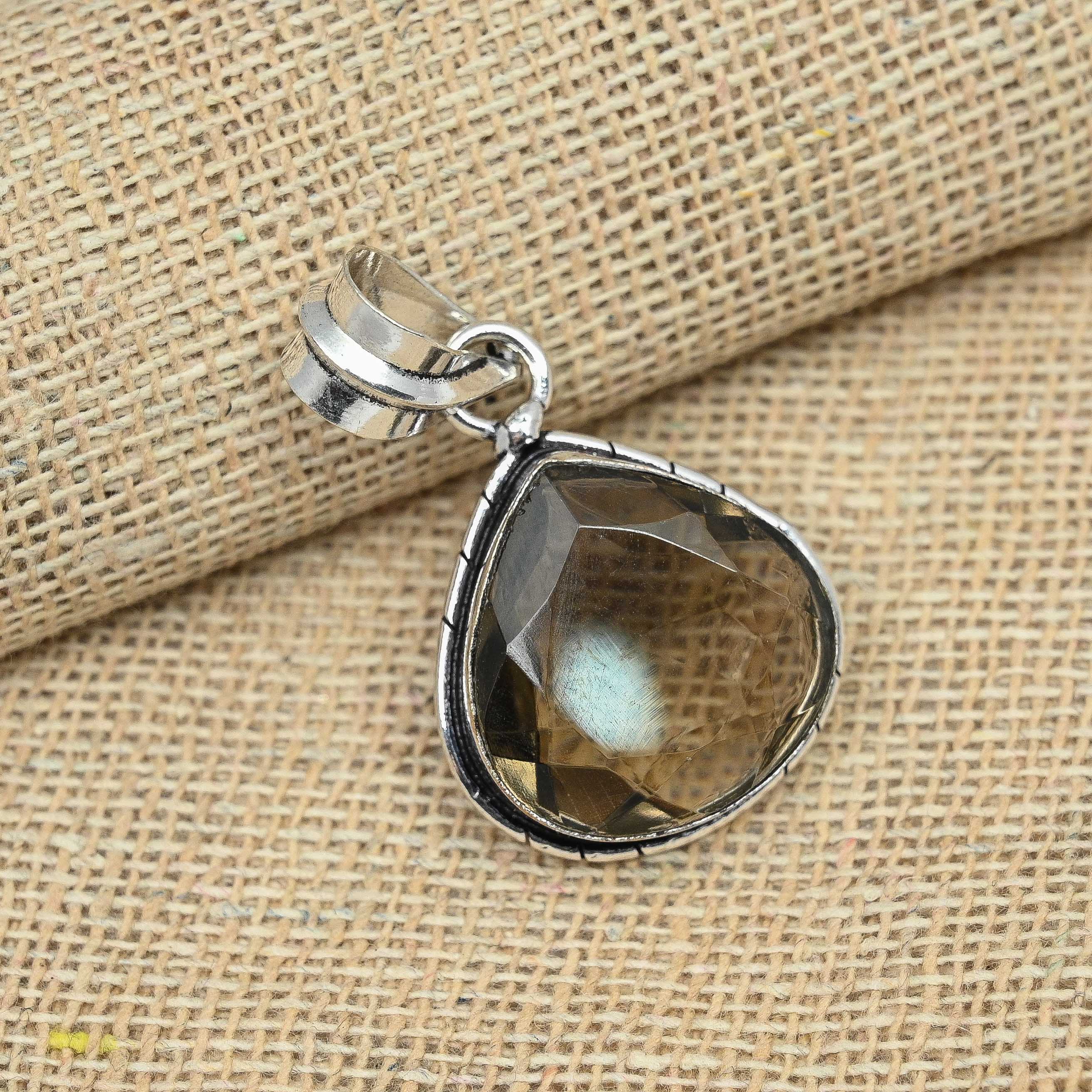 Дымчатый топаз Gemstone 925 Sterling Silver Ювелирные изделия ручной работы Свадебный подарок Подвеска