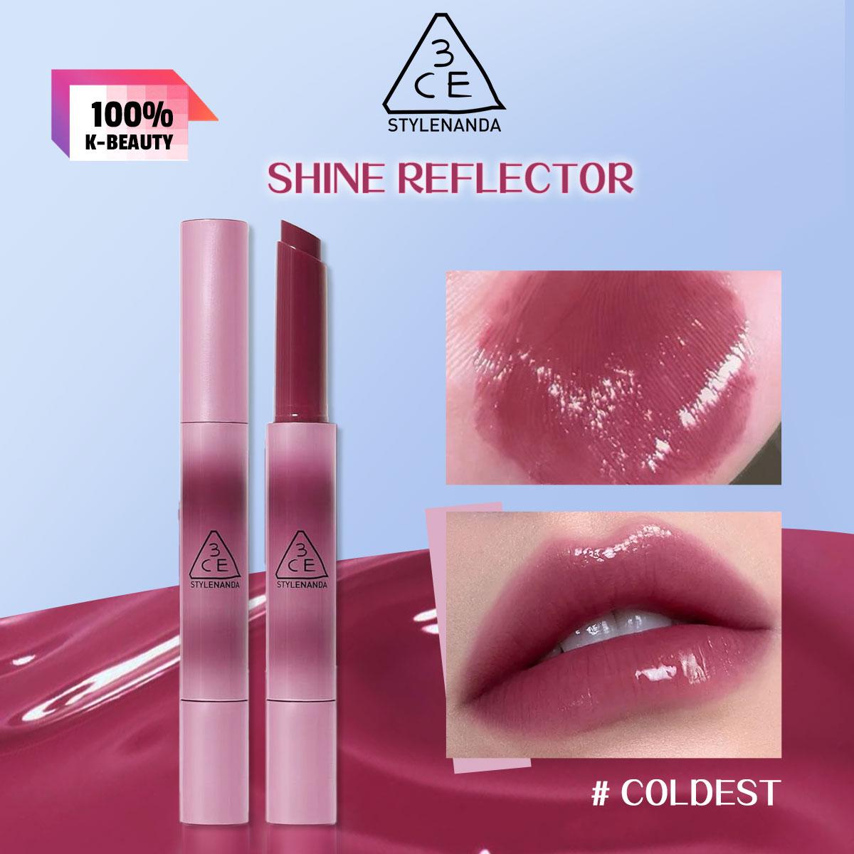 Блеск для губ 3CE Shine Reflector - Milky Shadow, 1,7 г / 0,06 унции, Финиш с высоким блеском
