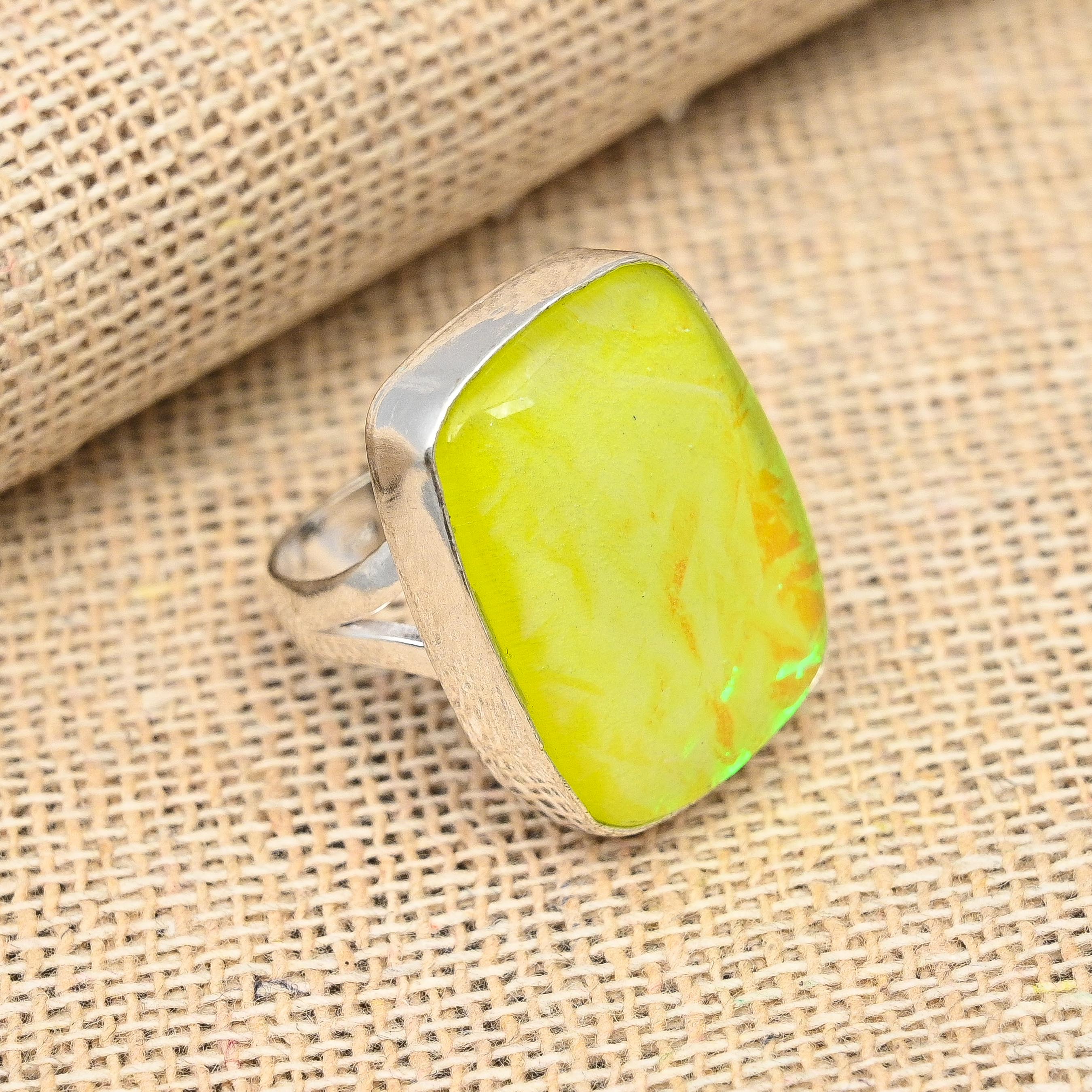 Ювелирные кольца ручной работы из желтого австралийского тройного опала с драгоценным камнем из стерлингового серебра 925 пробы