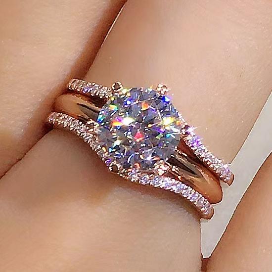 2025 Эстетическое женское кольцо из розового золота с бриллиантами из циркония для свадебной церемонии, изысканные дизайнерские аксессуары, подарок