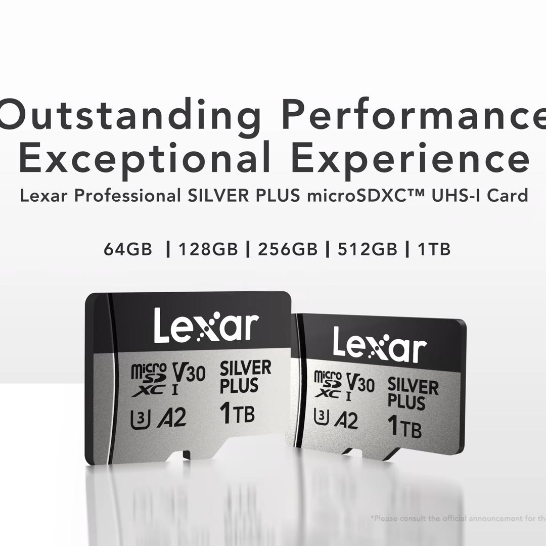Lexar Карта Micro SD SDXC A2 4K V30 U3 Silver Plus, специфичная для дронов, карта TF 64 ГБ 128 ГБ 256 ГБ 512 ГБ, скорость чтения 205 МБ/с, карты памяти TF для БПЛА DJI