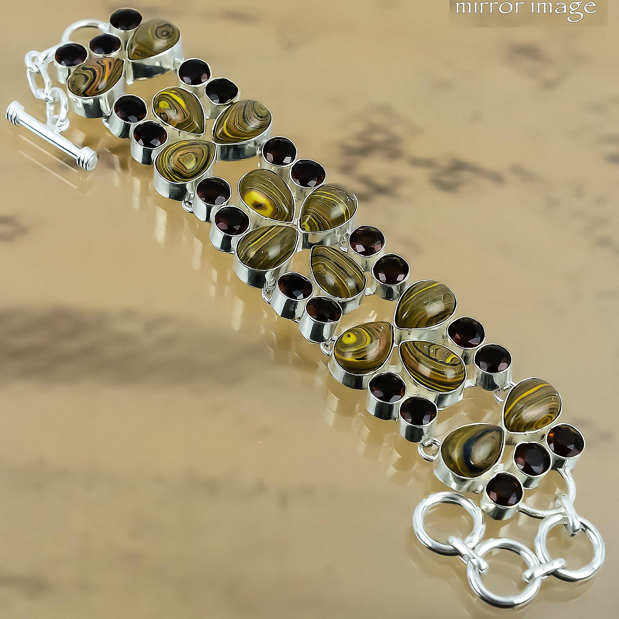 Подарок для нее Натуральный Радужный Кальцит Цепочка Регулируемый Браслет Серебро 925