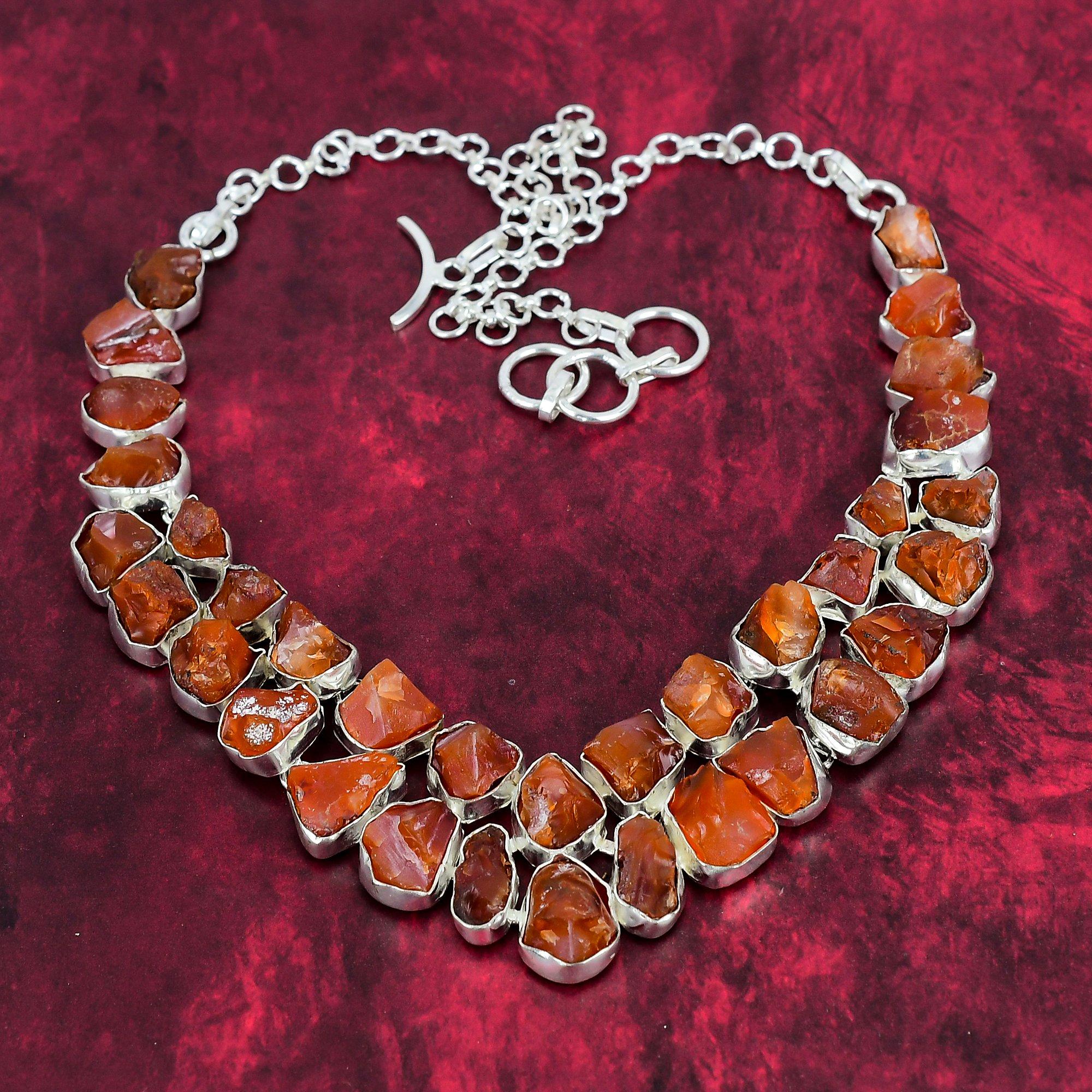 Грубое ожерелье из сердолика, ожерелье из чистого серебра 925 пробы с натуральным драгоценным камнем, ювелирные изделия ручной работы, подарок на день рождения и годовщину для нее