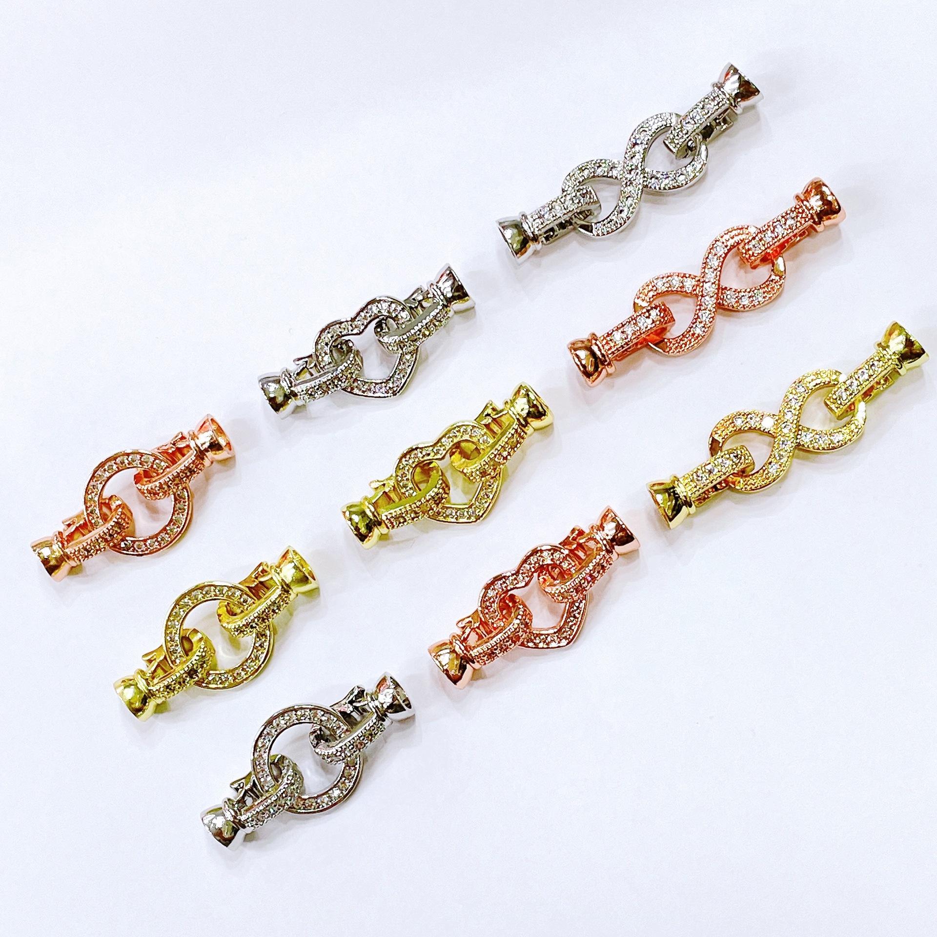 18 К позолоченные инкрустированные циркониевые застежки-застежки для изготовления ожерелья, застежки для бусин, застежка «сделай сам», фурнитура для ювелирных изделий из жемчуга