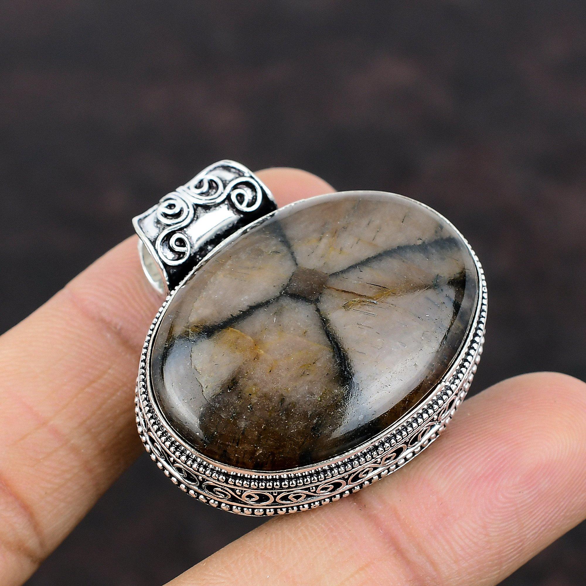 Chiastolite Pendant Handmade Jewelry 925 Sterling Silver Pendant Gemstone Jewelry Beautiful Vintage Pendant Gift For Women Statement Pendant