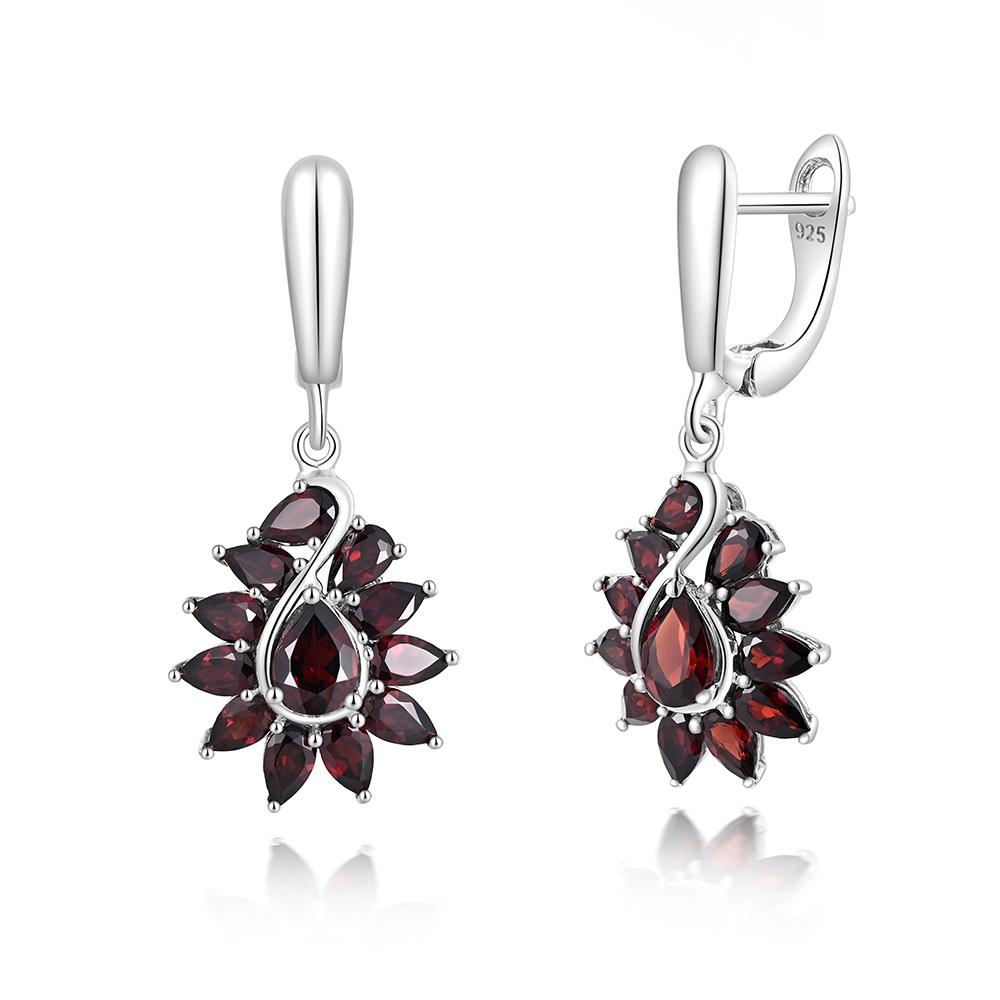 Серебро 925 пробы, уникальный дизайн формы с натуральными гранатовыми камнями, серьги-подвески для женщин, изящные ювелирные украшения, наряды на юбилеи и банкеты