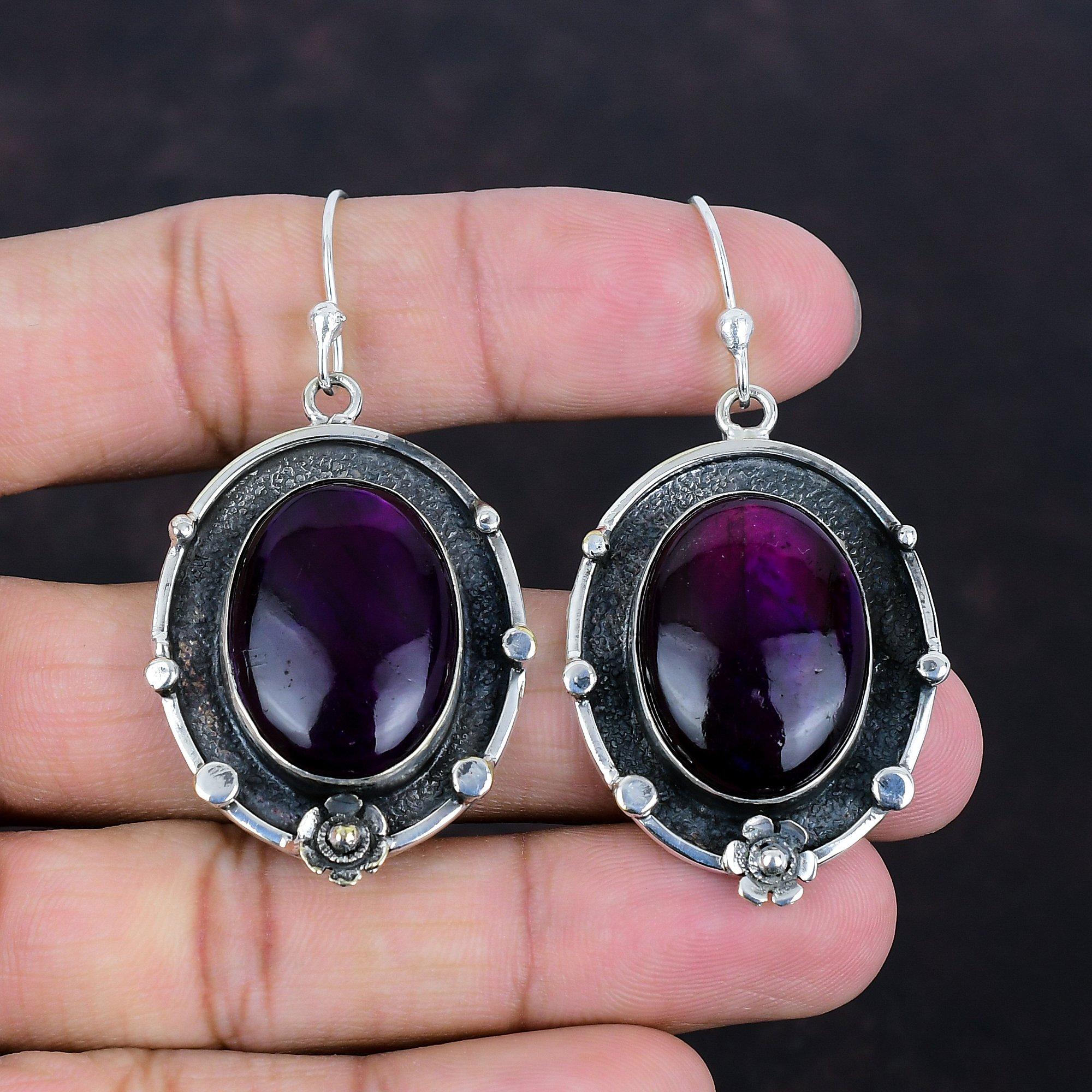 Purple Fire Labradorite Earring Gemstone Earrings 925 Sterling Silver Earrings Handmade Jewelry Unique Earring Gift For Her Oxidized Jewelry