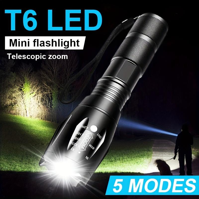 Portable Zoomable LED Flashlight Battery Powered Waterproof Torch with 5 Lighting Modes for Camping Hiking Fishing Outdoor Use