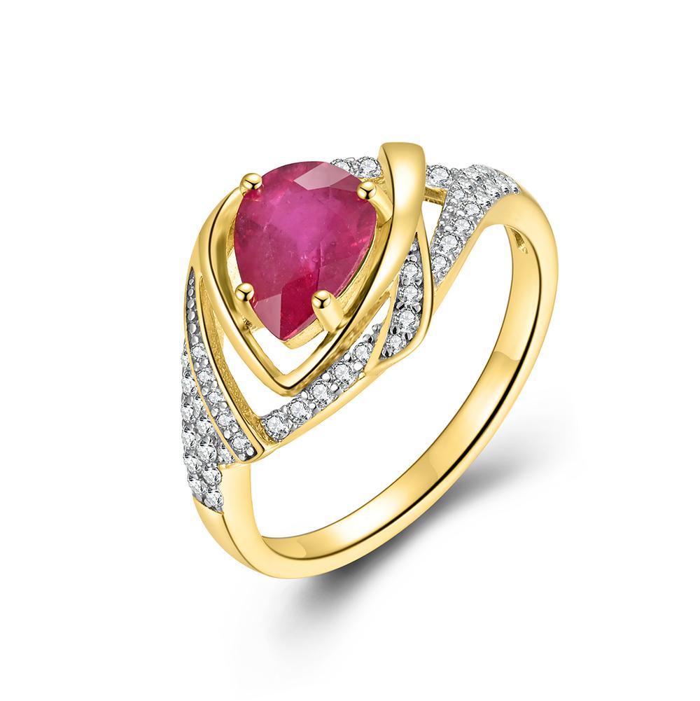 Luxury Natural Pear 6*8mm Filled Ruby Rings 925 Sterling Silver Exquisite Fine Jewelry for Women's Engagement and Wedding Gifts