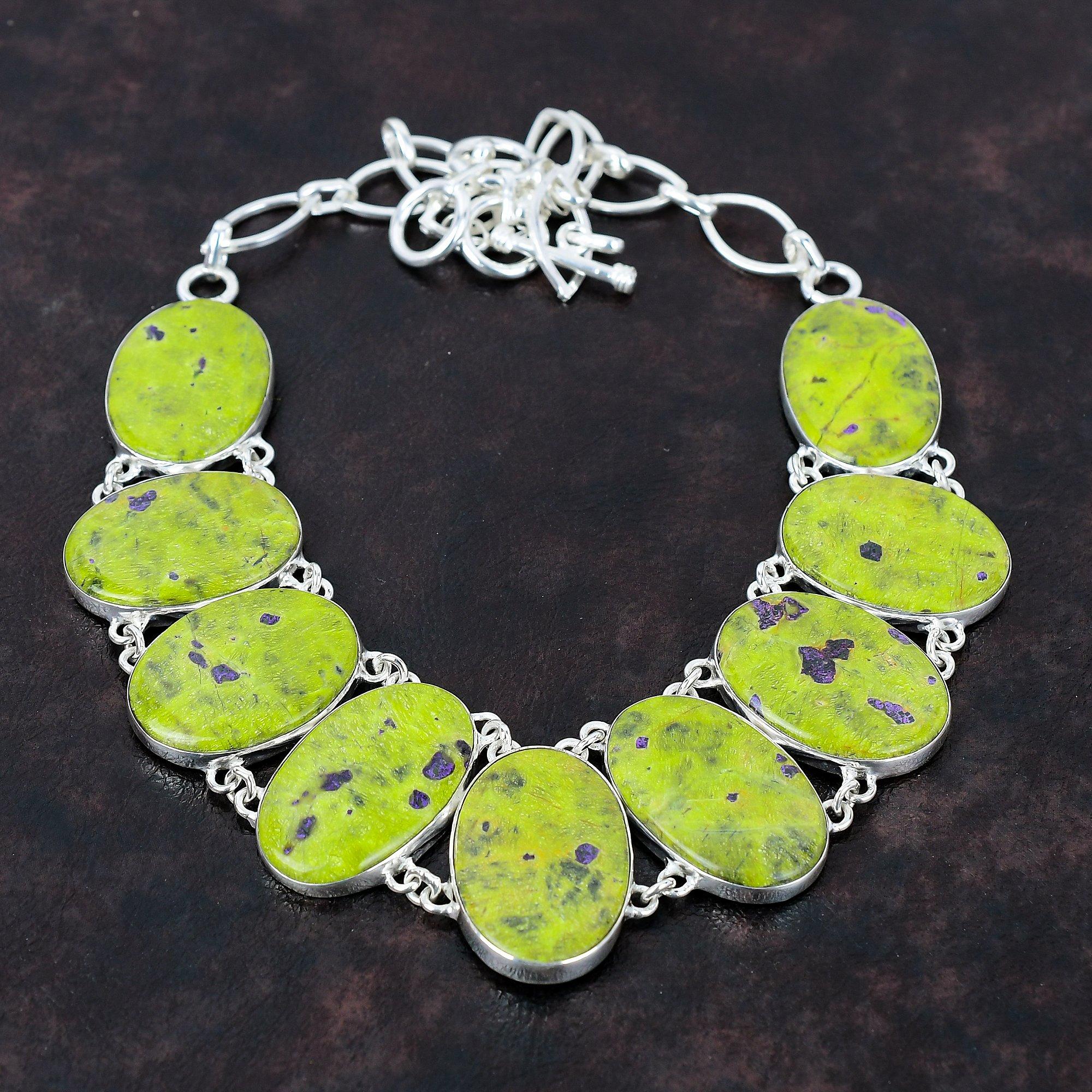 Ожерелье из стихтита, ожерелье ручной работы, ювелирные изделия из драгоценных камней, ожерелье из стерлингового серебра 925 пробы, регулируемое ожерелье-цепочка, серебряное ювелирное изделие, подарок для женщин