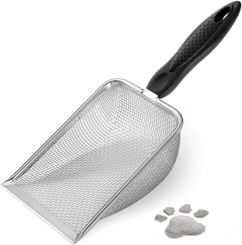 Falltail Stainless Steel Reptile Sand Substrate Scoop Shovel Sifter Fine Mesh Metal Reptile Litter Cleaner Scooper For Sand Bedding