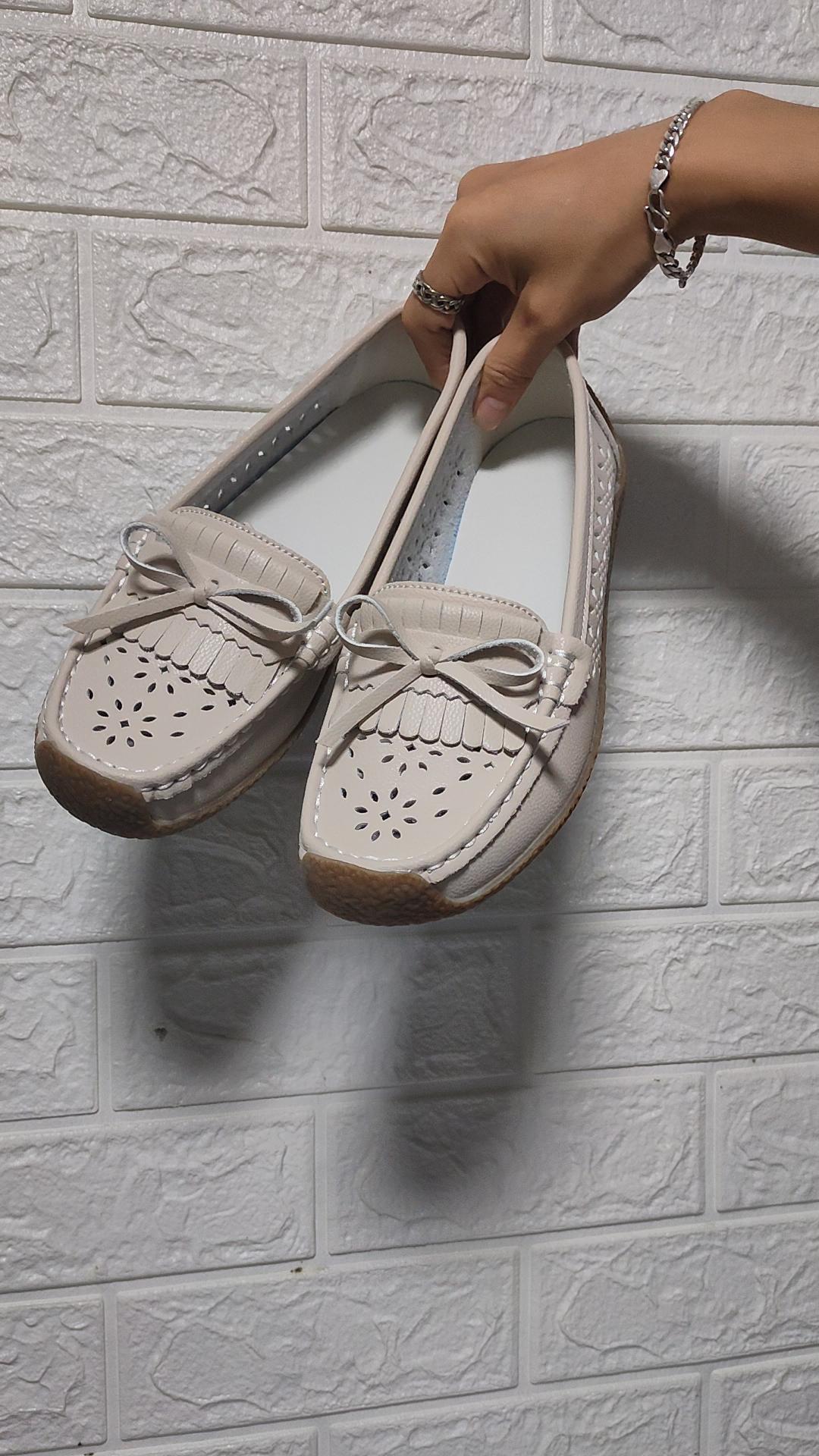 Women's Kilted Loafers Leather Driving Moccasins Comfort Flats Casual Slip On Nurse Minimalist Summer Maternity Shoes for Mother