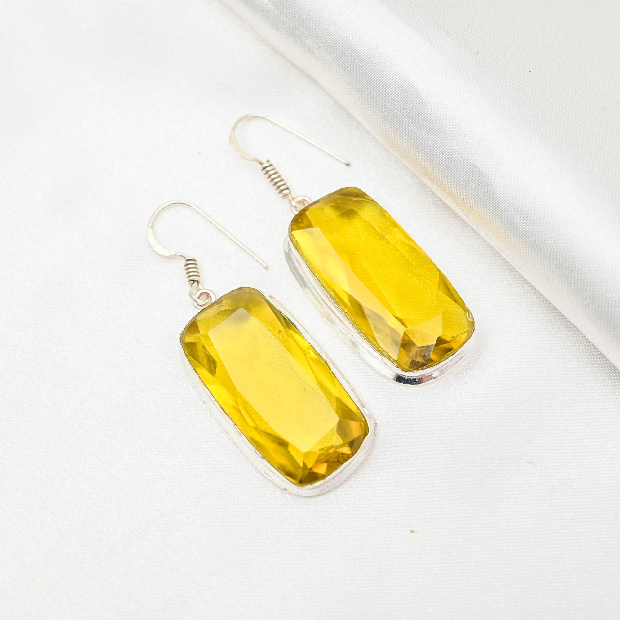 Серьги с цитрином, ювелирные изделия из стерлингового серебра 925 пробы с драгоценными камнями, серьги ручной работы, на День Благодарения