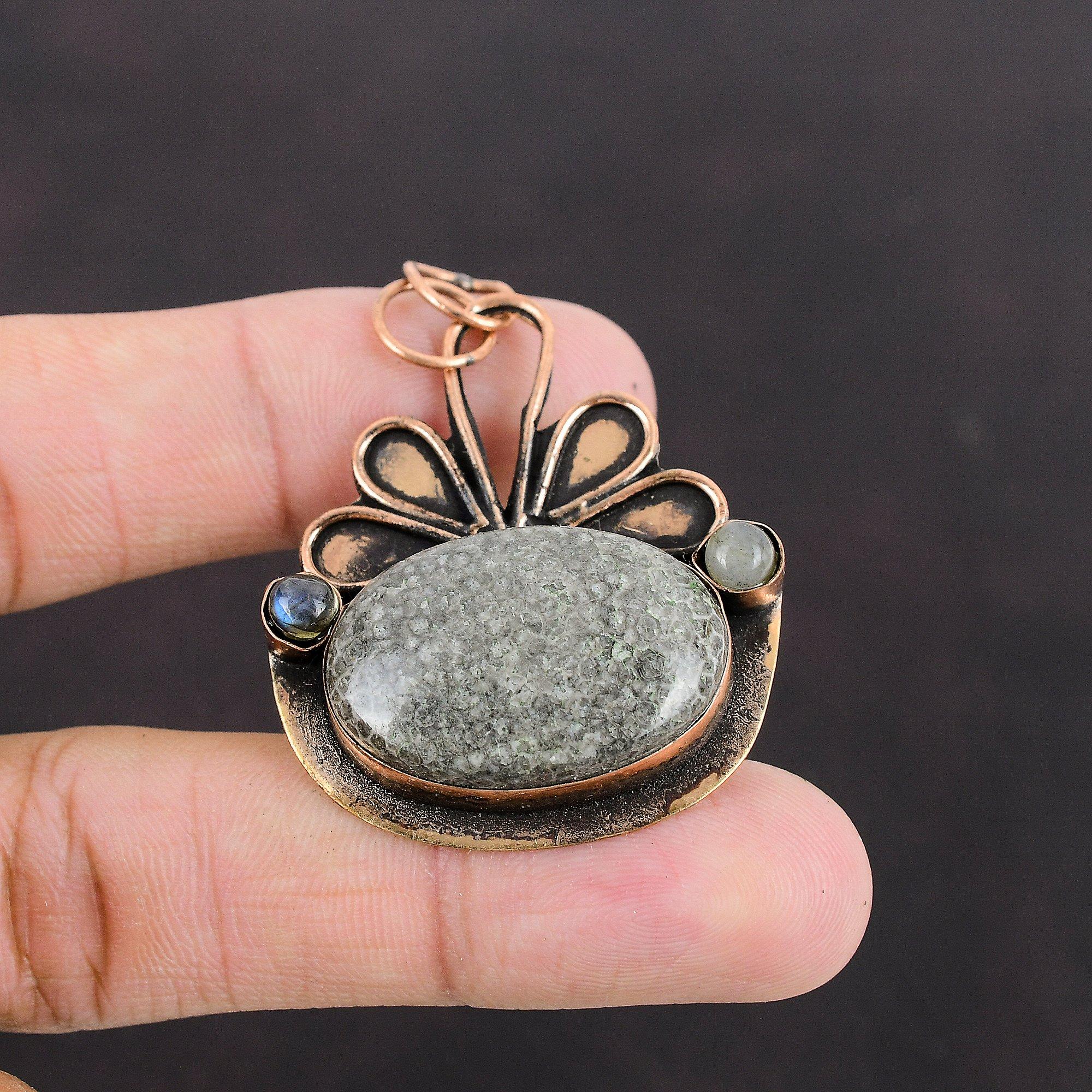 Подвеска из коралла ската, подвеска из лабрадорита, медная подвеска, подвеска из драгоценного камня высочайшего качества, изумительные ювелирные изделия ручной работы, медные ювелирные изделия для матери