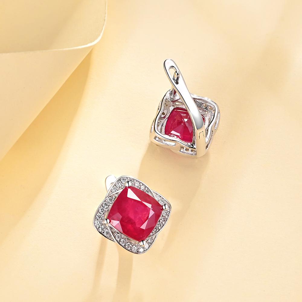 Легкие роскошные изящные серьги с рубином и натуральным драгоценным камнем, 8 мм, 7 карат, женские серьги из стерлингового серебра 925 пробы, ювелирные изделия, подарок для мамы