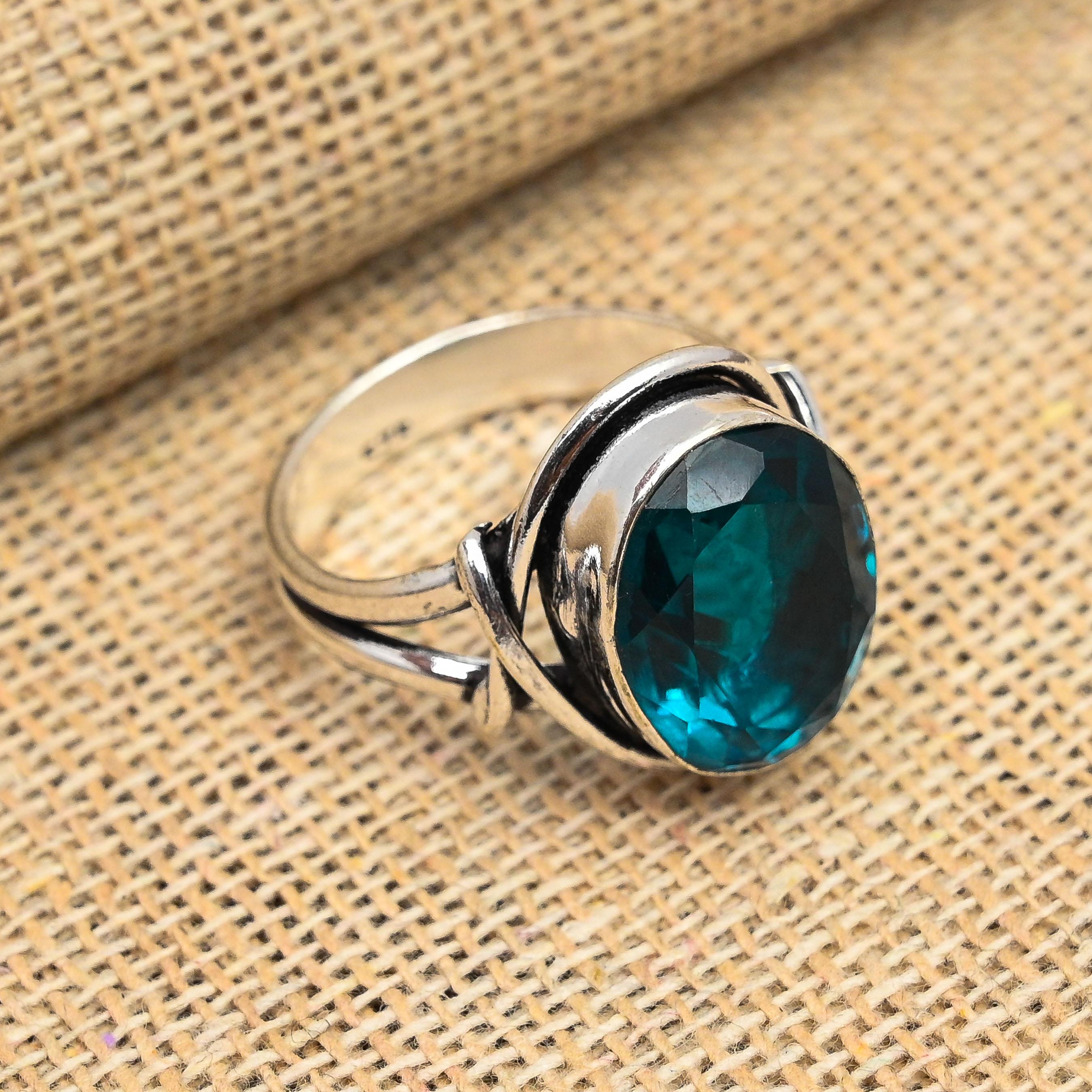 Ювелирное кольцо ручной работы из стерлингового серебра 925 пробы с индиколитом и турмалином для нее