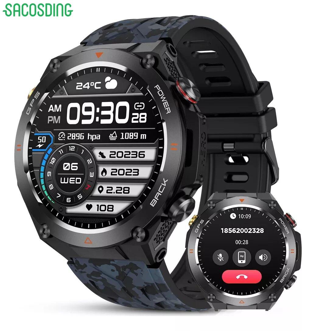 SACOSDING SA207 GPS Sports Smart Watch Compass Flashlight Outdoors 1ATM Waterproof HD Bluetooth Call Voice Assistant Smartwatch