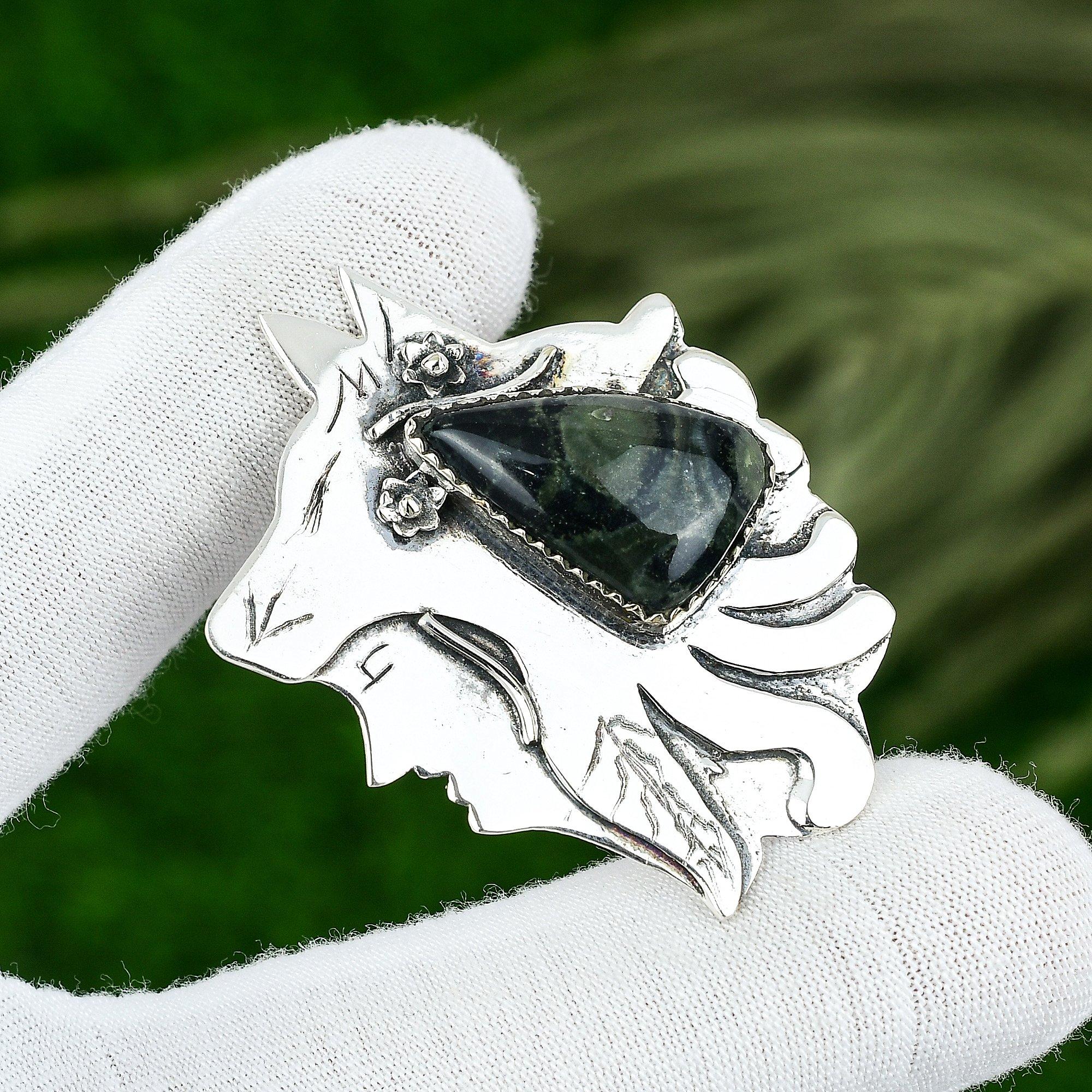 925 Silver Natural Kambaba Jasper Wedding Bezel Ethnic Sister Boho New Pendant