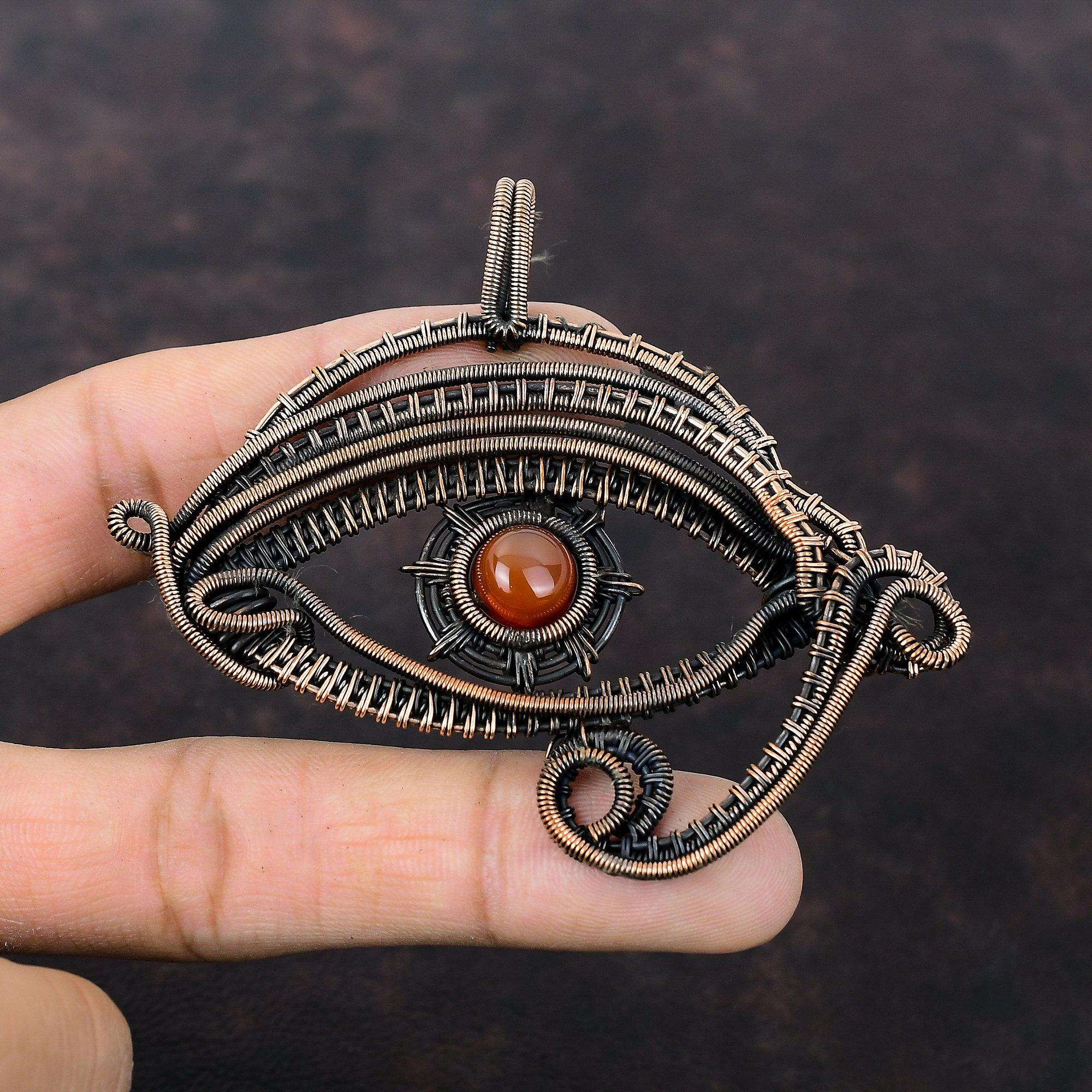 Подвеска из сердолика от сглаза, подвеска из медной проволоки, подвеска ручной работы, медные украшения, подвески из драгоценных камней, подвески из проволоки, подарок для мамы