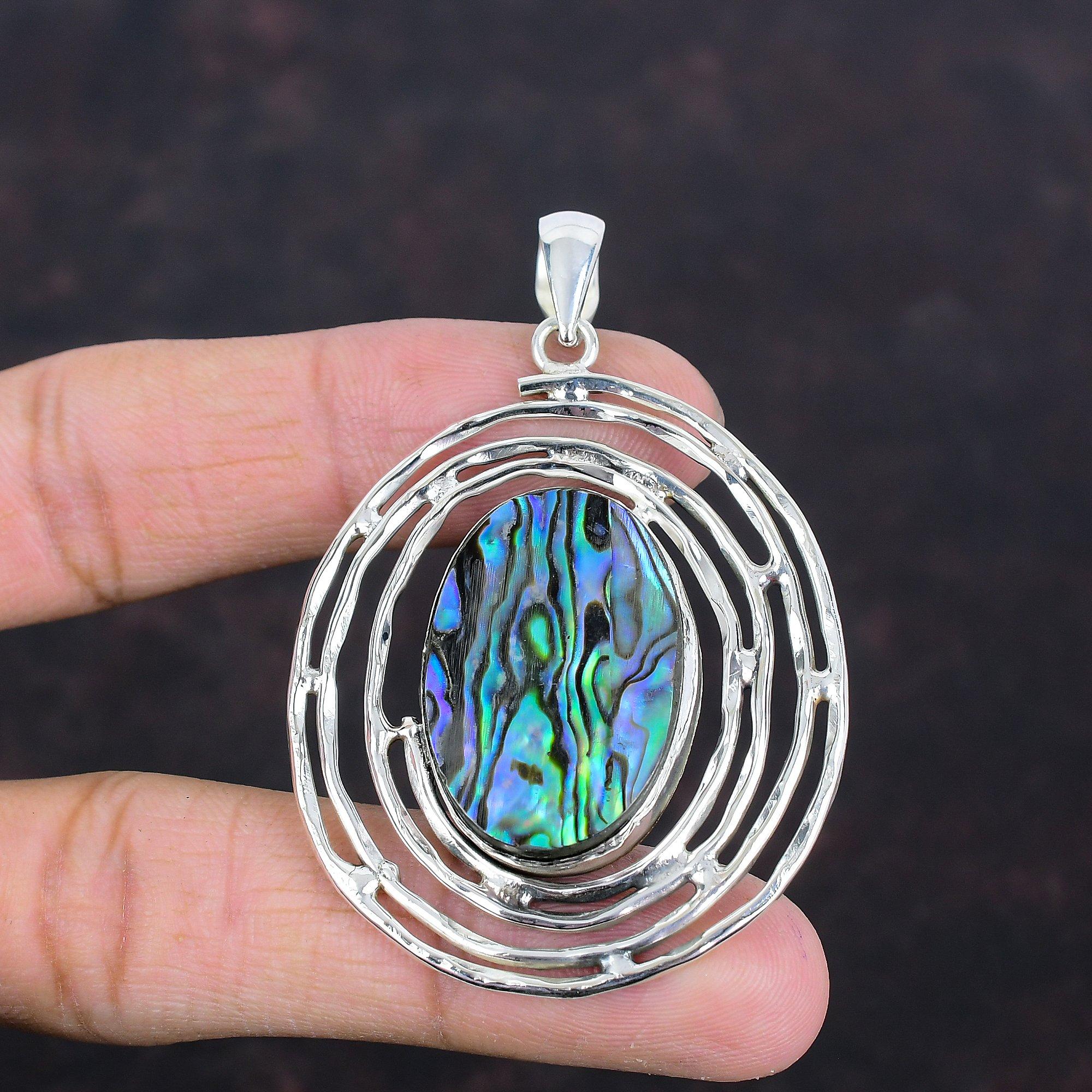 Подвеска из ракушки абалон, подвеска ручной работы, натуральный драгоценный камень, ювелирное изделие, серебряный кулон 925 пробы, элегантный кулон, потрясающие ювелирные изделия, подарки для матери