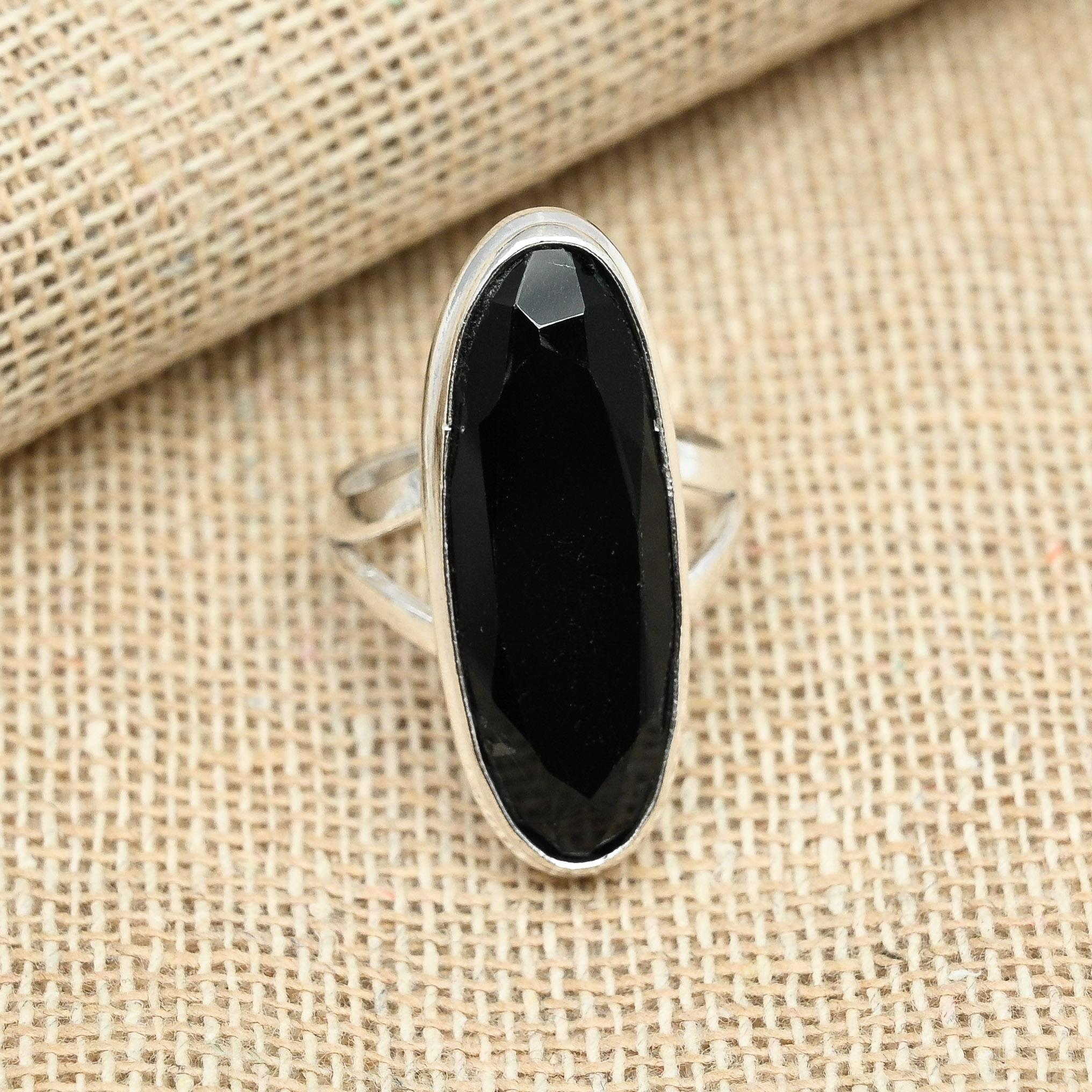 День Благодарения Черная шпинель Твердые стерлингового серебра 925 пробы Ювелирные изделия ручной работы с драгоценными камнями