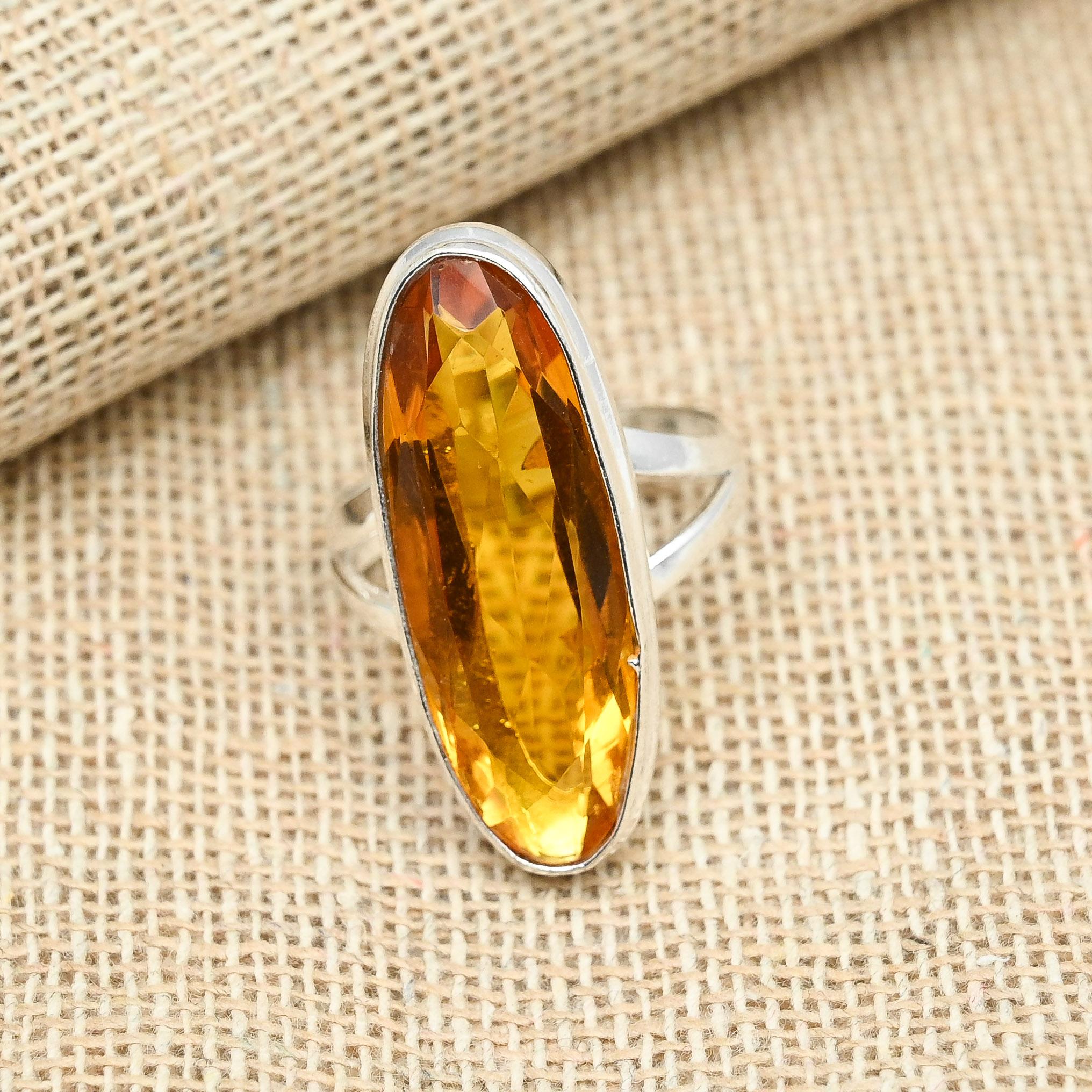 Honey Topaz Gemstone Handmade Solid 925 Sterling Silver Handmade Ring For Her