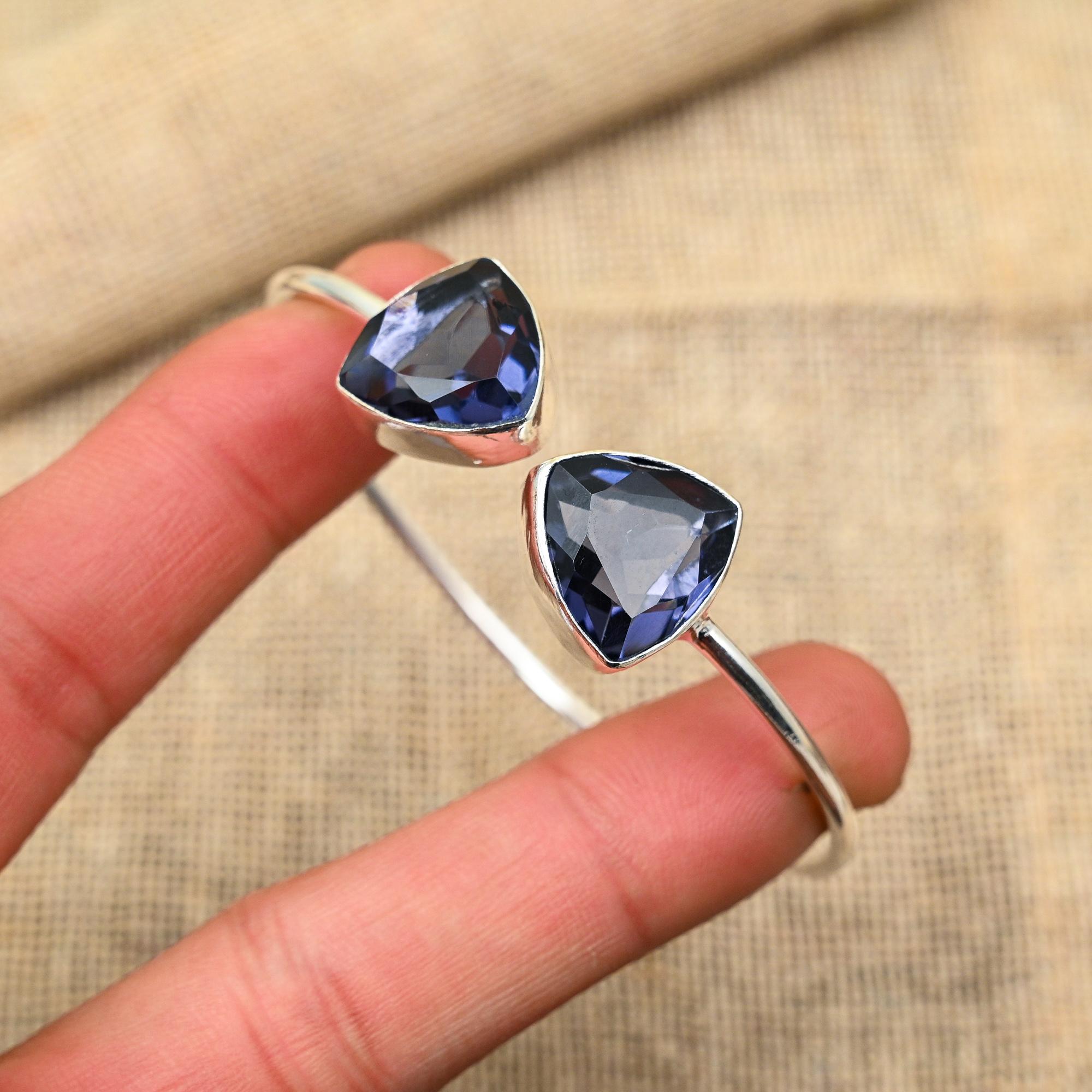 Прекрасный драгоценный камень иолит ручной работы из стерлингового серебра 925 пробы ювелирный кулон для свадебного подарка