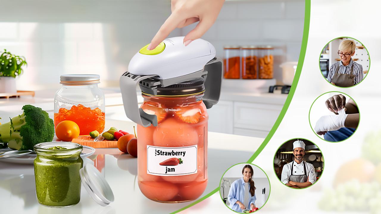 Electric Jar Opener for Weak Hands,Automatic Jar Opener for Seniors with Arthritis,Kitchen Gadget Hands Free Lid Opener