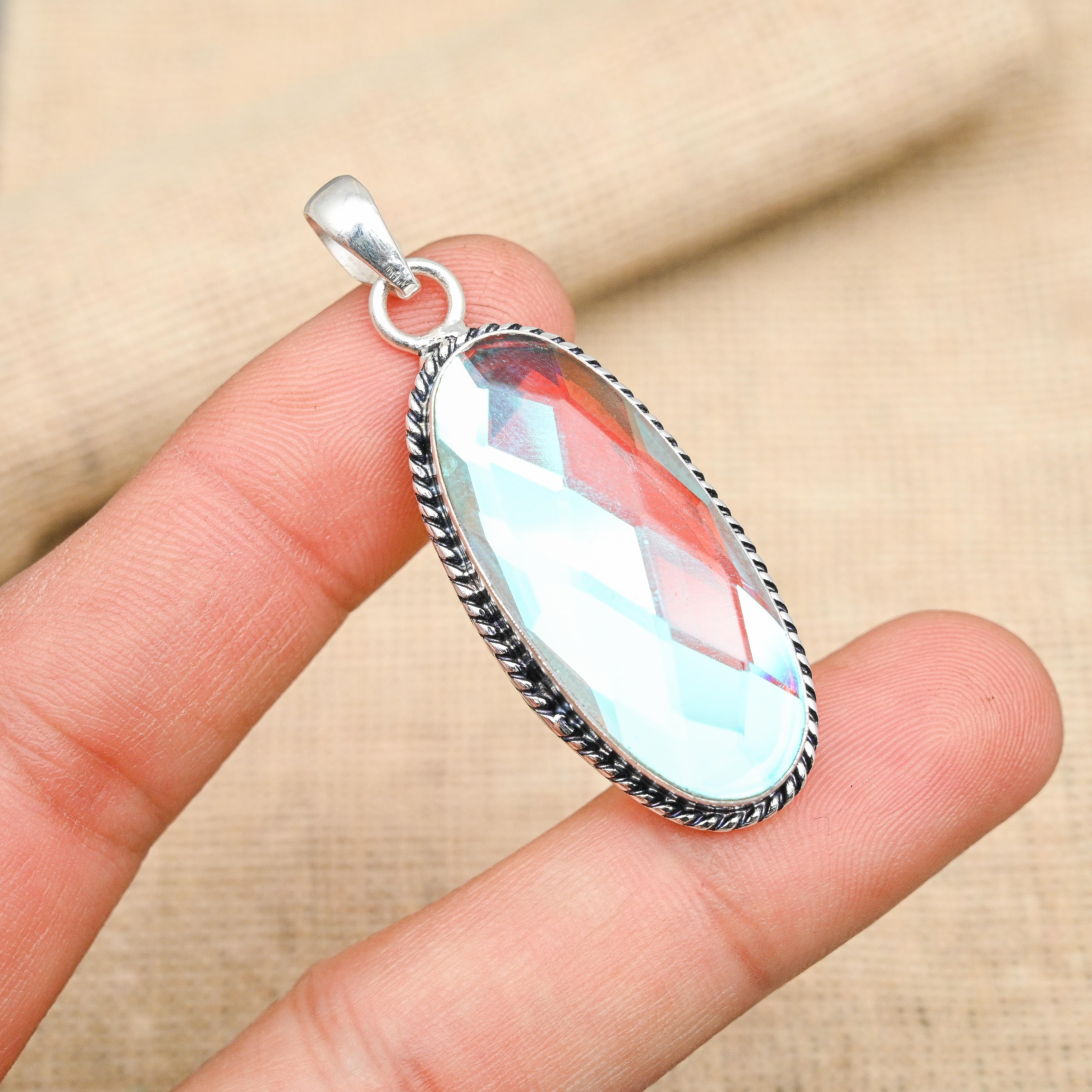 Ювелирные изделия ручной работы из стерлингового серебра 925 пробы с мистическим топазом и драгоценным камнем для любви