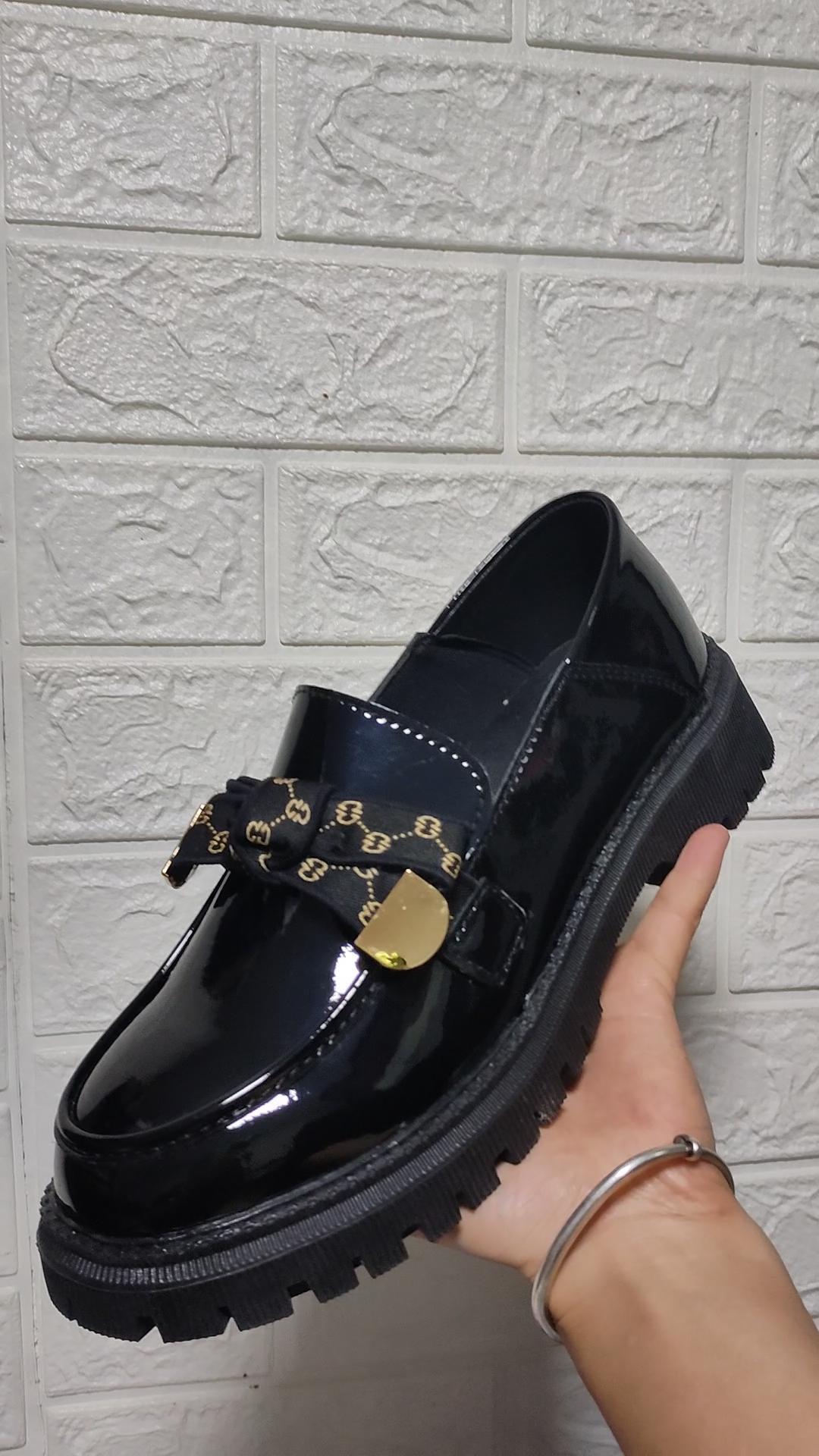 Женские лоферы на платформе, массивные женские летние повседневные черные кожаные туфли