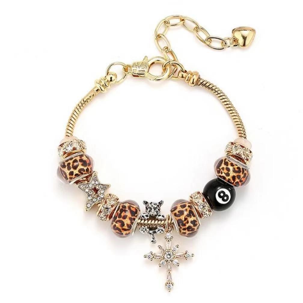 Новый браслет из нержавеющей стали с леопардовым принтом, регулируемым замком-карабином и высококачественным дизайном