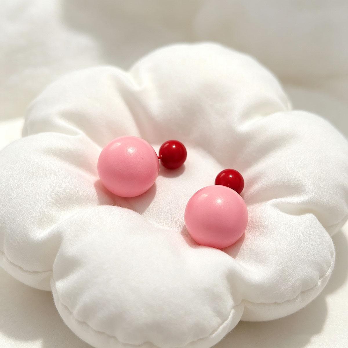 Hot Pink Earrings for Women Brightening Skin Tone Pink Ear Studs Niche Dopamine Barbie Versatile Accessories