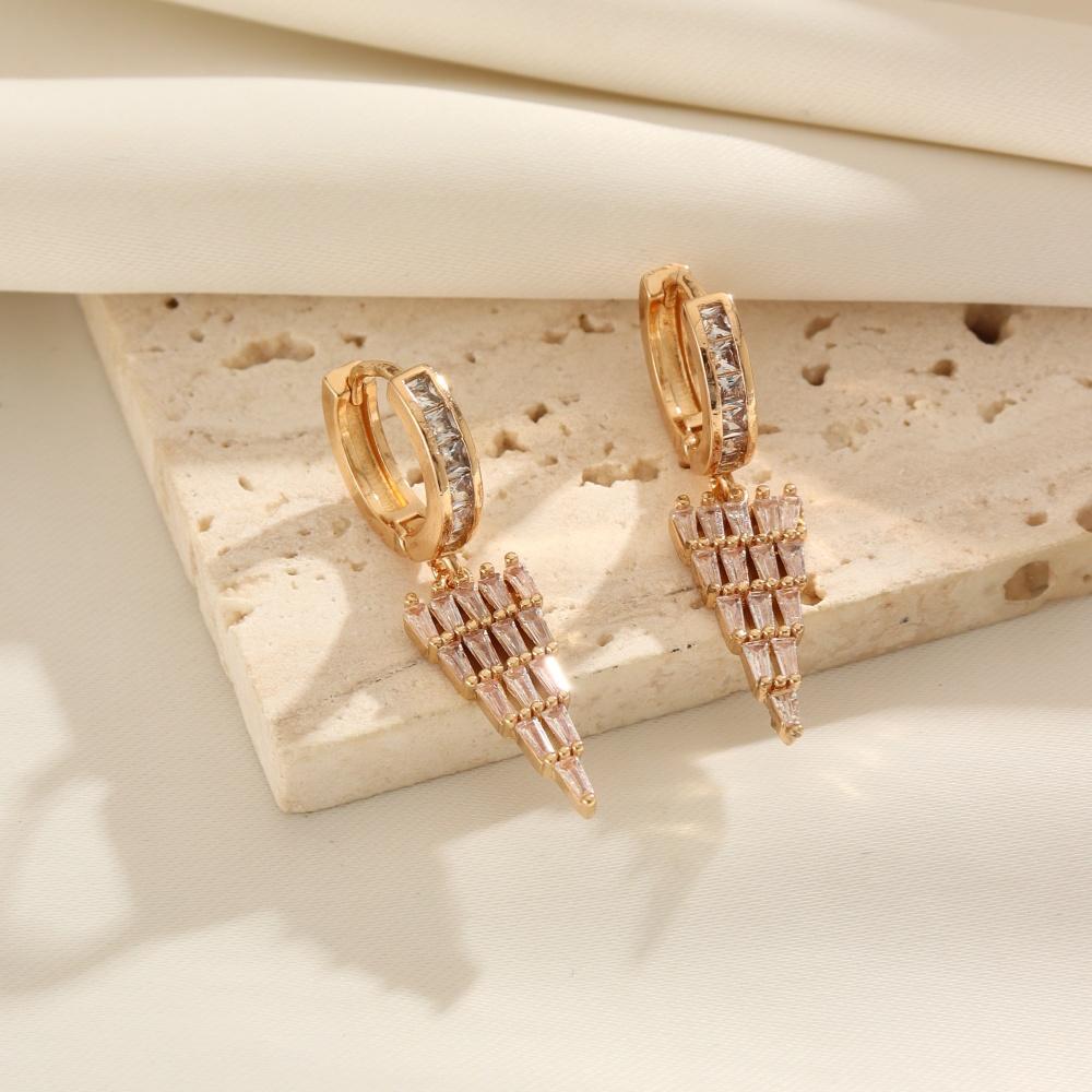 1 Pair Fashion Geometric Shapes Zirconia Dangle Earrings for Women Golden Earring Jewelry Wedding Party Accessories