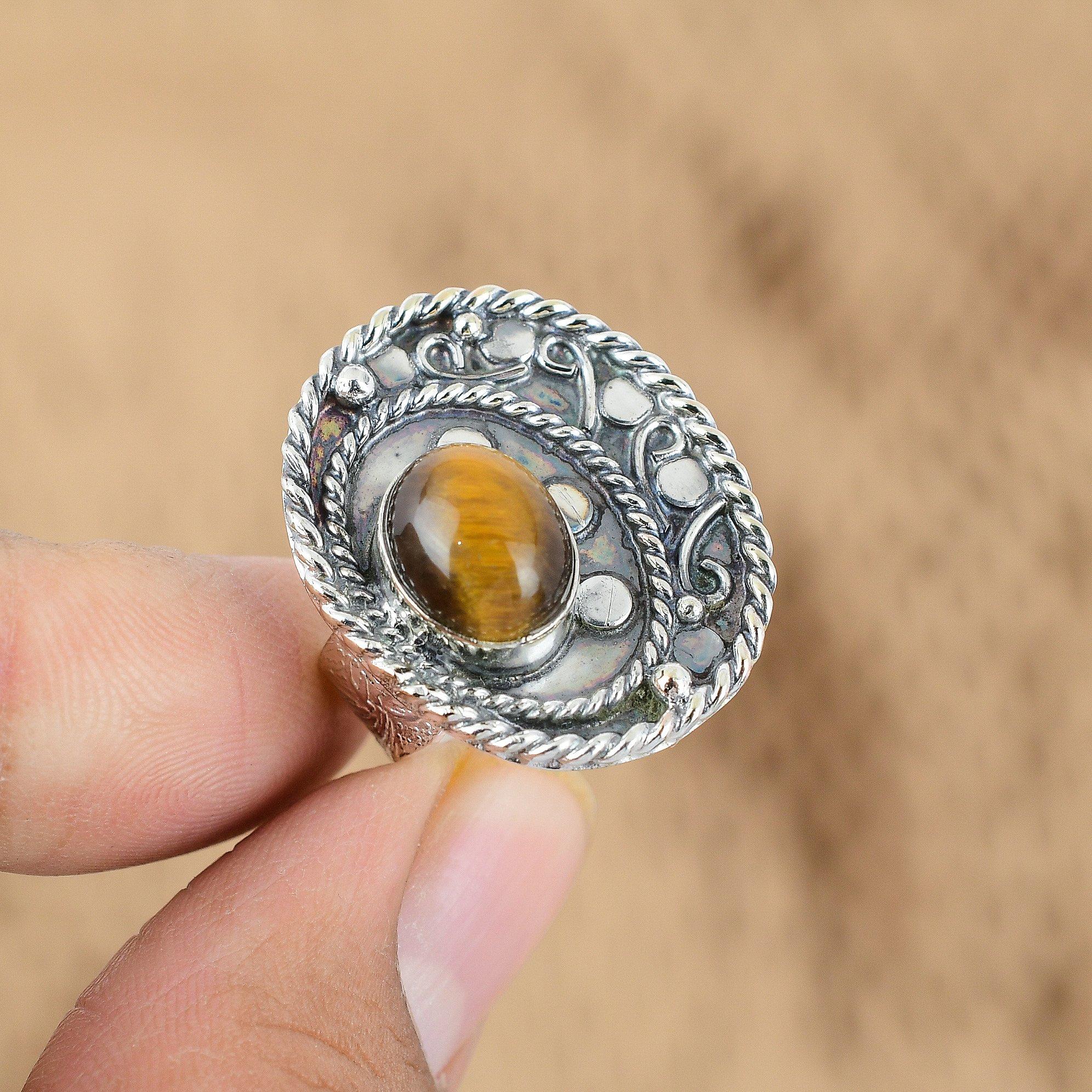 Серебро 925 пробы Овальный Камень Тигровый глаз Сакральная чакра Юбилейное Кольцо для Жены Ювелирное изделие