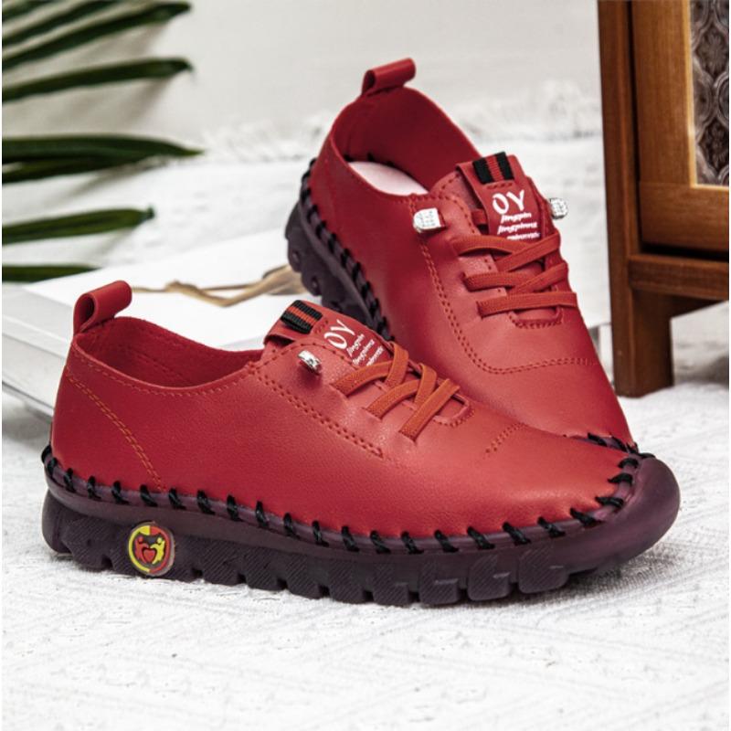 Сшитые вручную большие студенческие туфли, женские туфли для мам на плоской подошве, туфли-лодочки, повседневная обувь