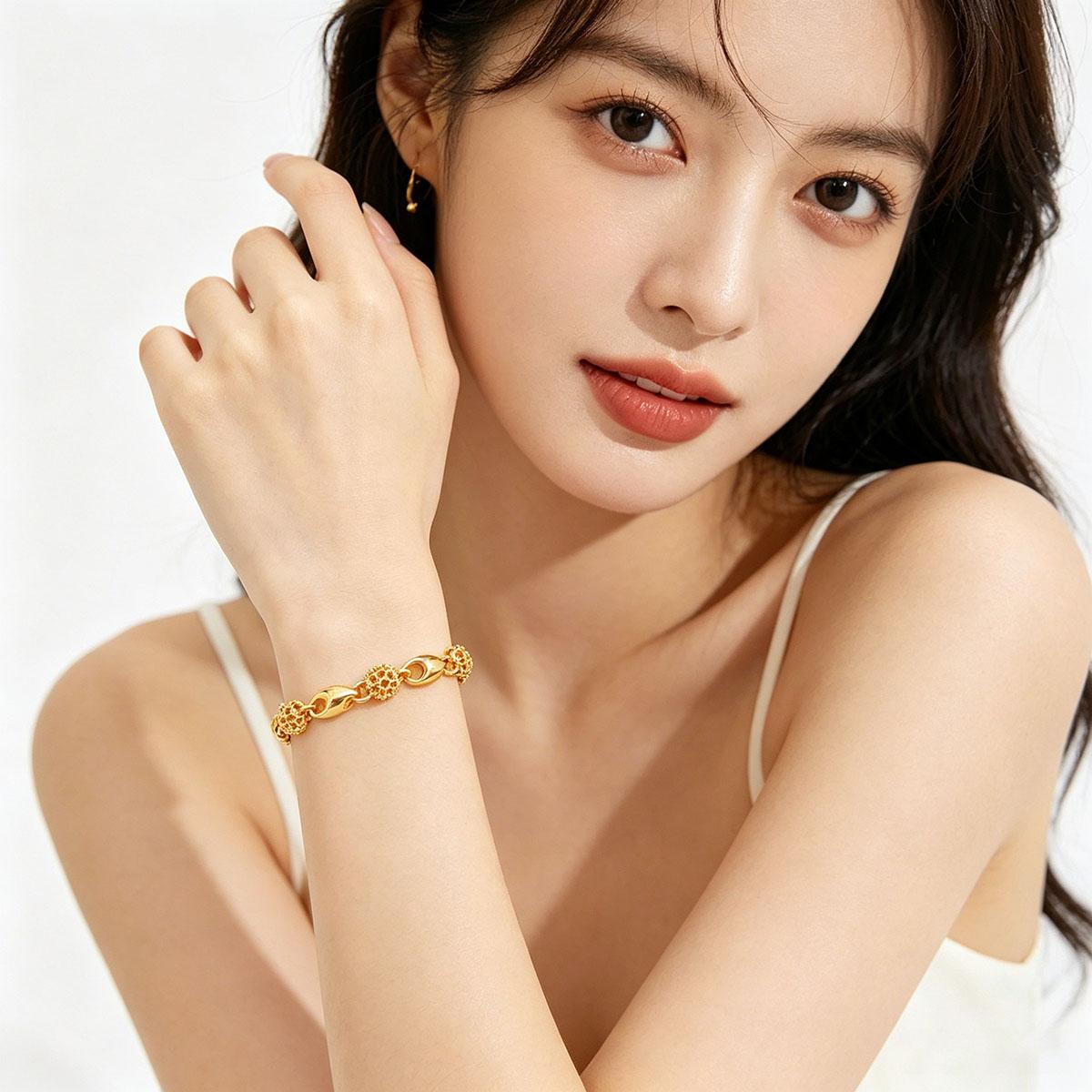 Linglong Gold Bracelet Classic Daily Adjustable Bracelet New Style Charm Bracelet Women's Fashion Wearing Chain