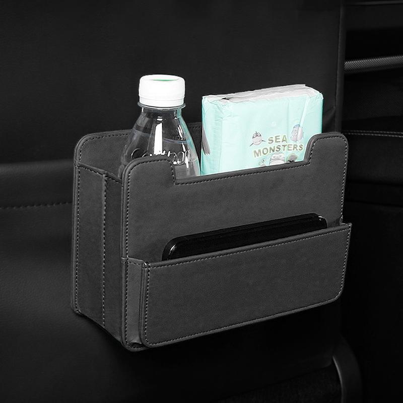 SEAMETAL Car Interior Storage Organizer Foldable Leather Trash Bin Seatback Hanging Multi Pocket Car Door Storage Box Accessories