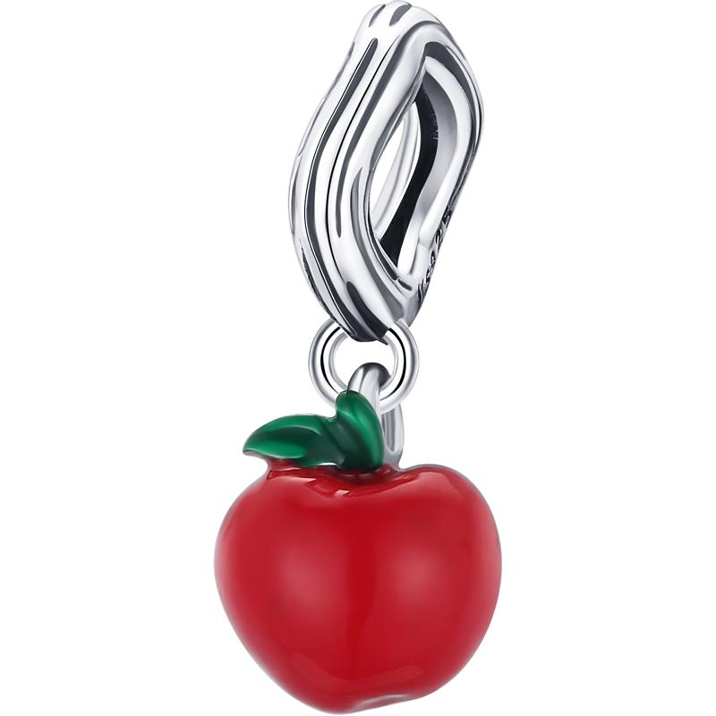 WOSTU Гипоаллергенные красные яблоки и зеленые листья, стерлинговое серебро 925 пробы, подвесные бусины, подходят к оригинальному браслету, подвеске, ювелирные украшения