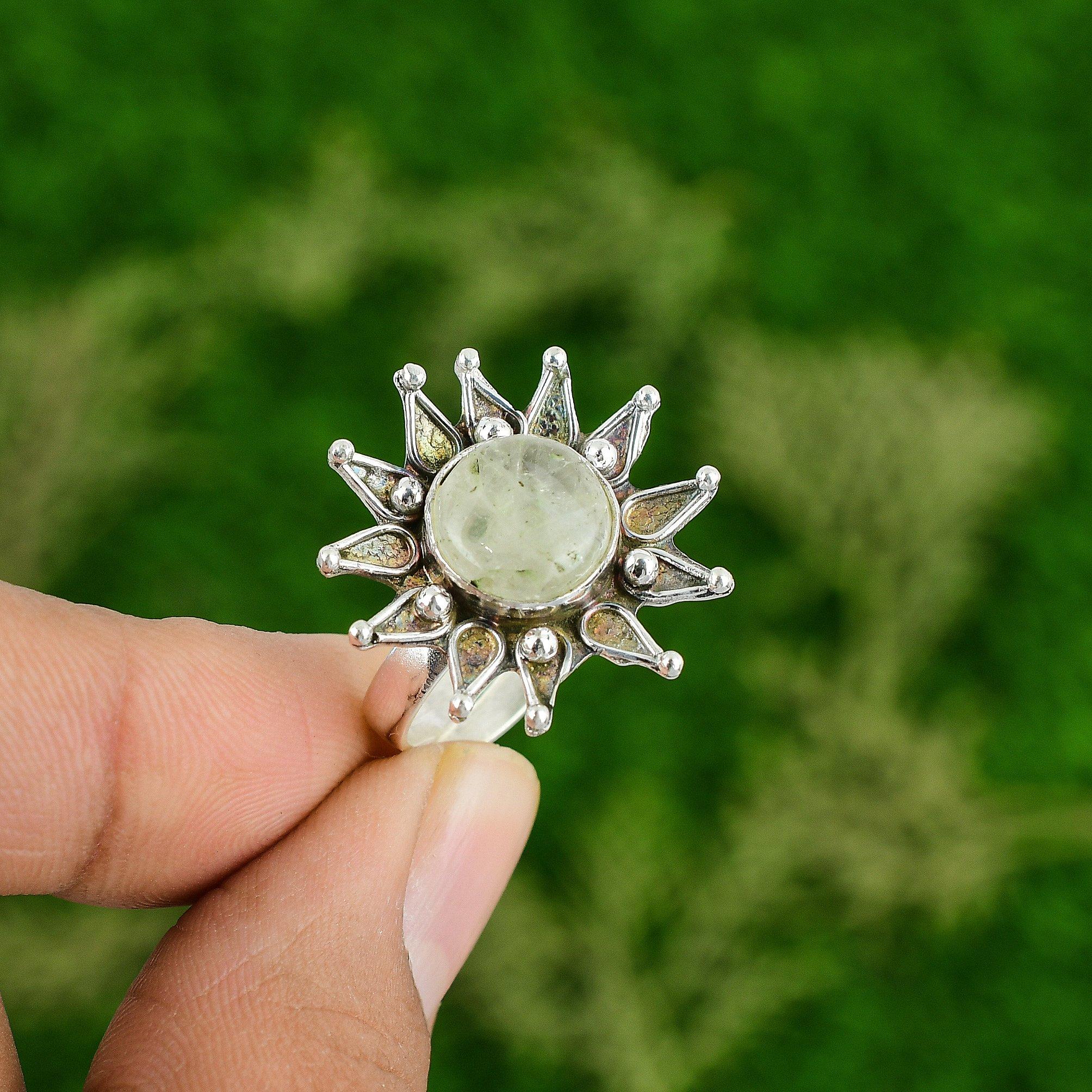 Birthday Gift For Her Natural Moonstone Promise Adjustable Ring 925 Silver