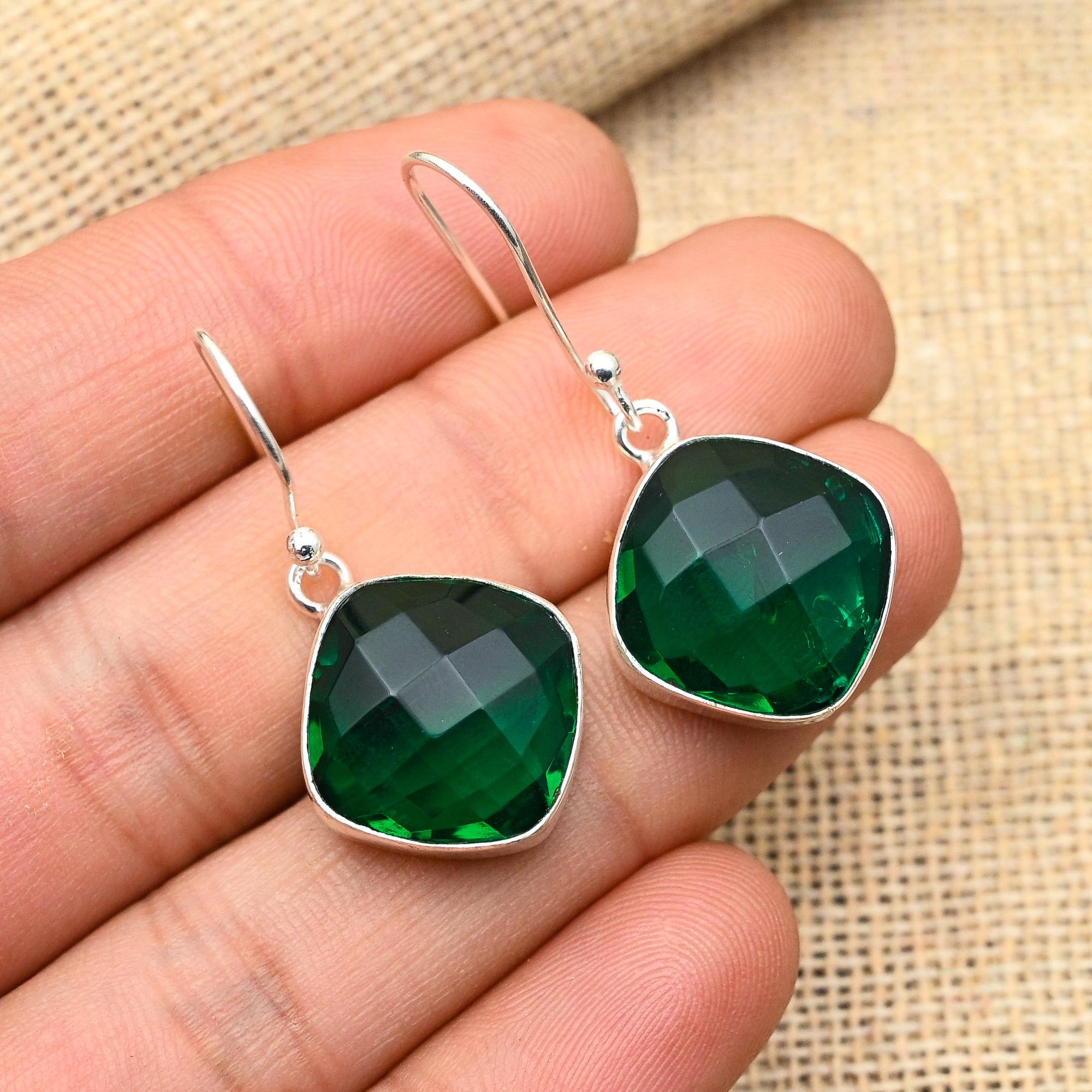 Очаровательные серьги ручной работы из стерлингового серебра 925 пробы с хром-диопсидом и драгоценными камнями для женщин