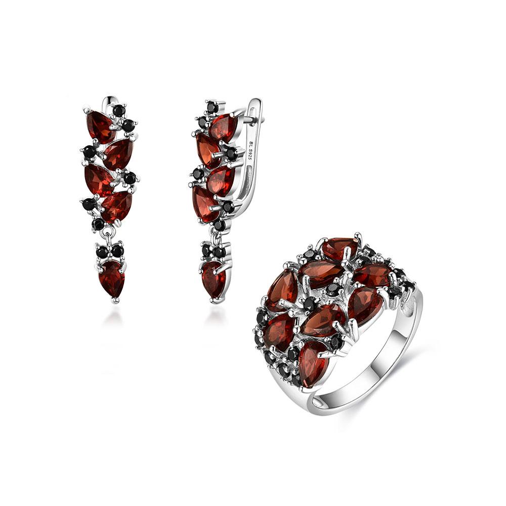 Кольца из 100% натурального мозамбикского граната, серьги из стерлингового серебра 925 пробы, изысканные ювелирные изделия для женщин, жены, роскошный дизайн, подарок на годовщину