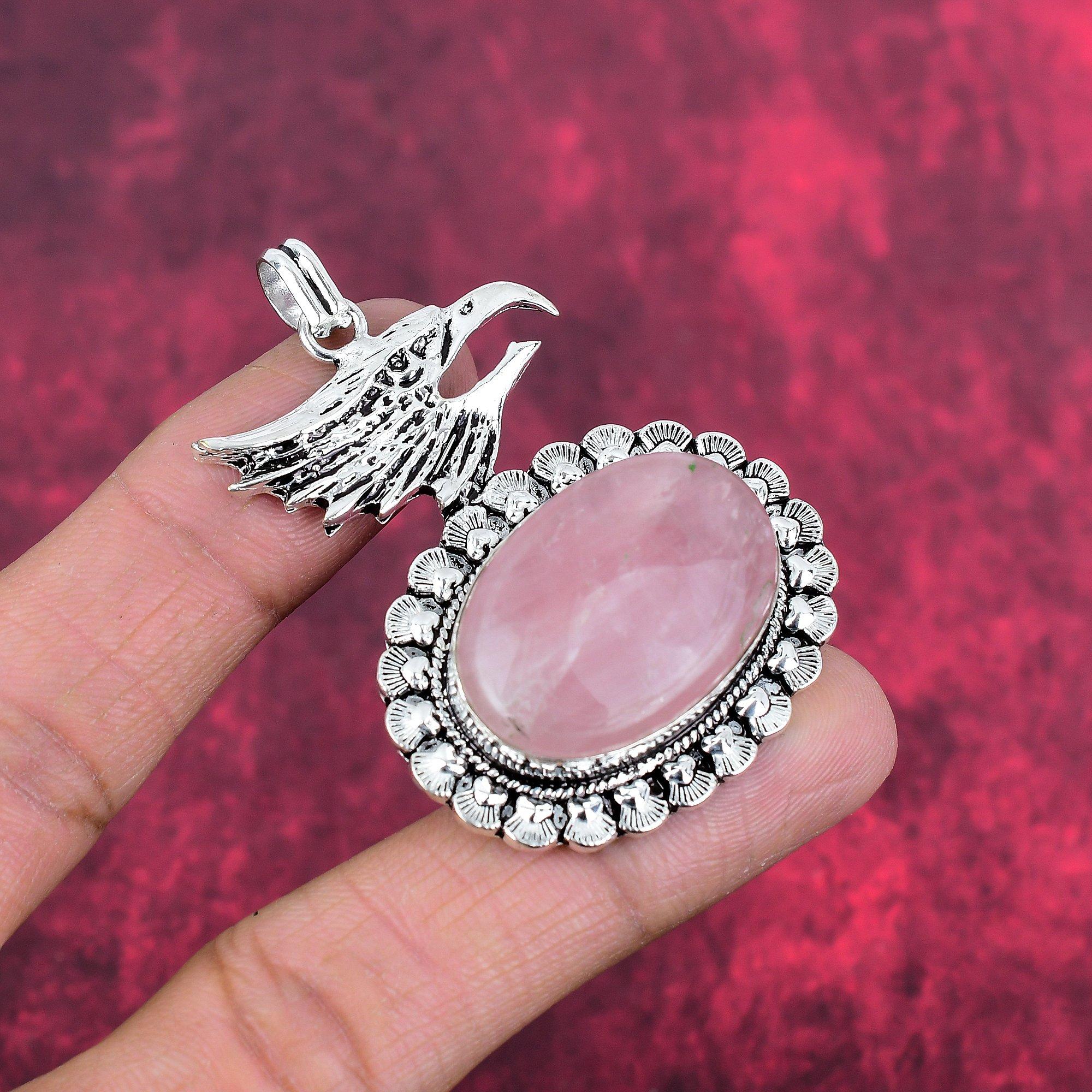 Ювелирные изделия из розового кварца, кулон из стерлингового серебра 925 пробы, ювелирные изделия ручной работы с драгоценными камнями, подарки для жены, абсолютно новый кулон