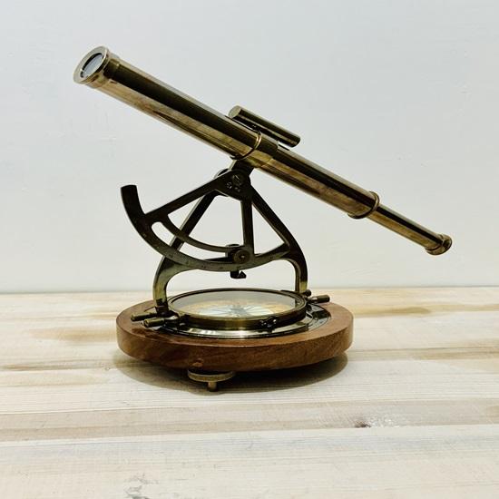 Морской латунный телескоп Алидаде с компасом на базе Подарок на пенсию, подарок для него, подарок для мужа, телескоп для стола, рождественский подарок