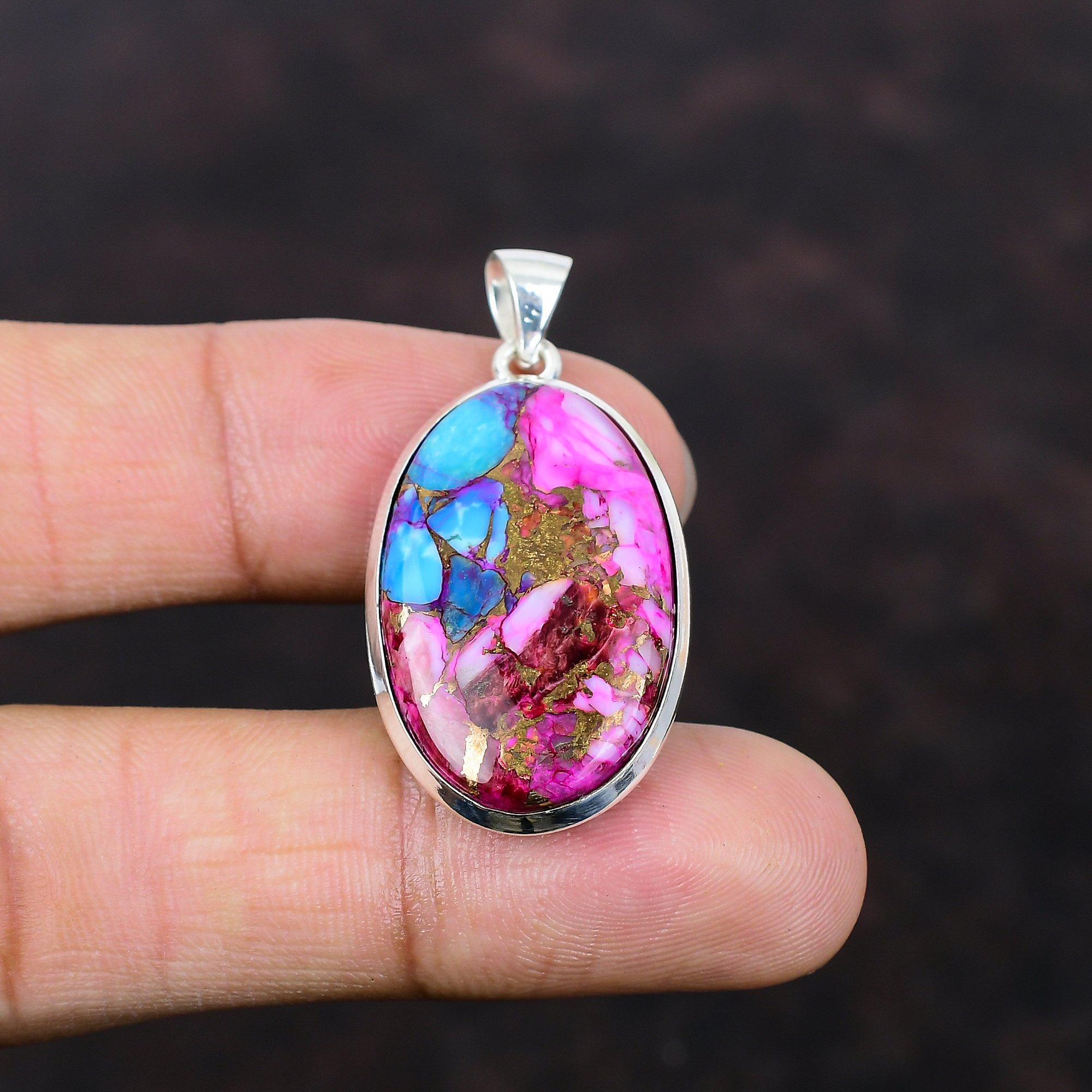 Натуральный Kingman Розовый Георгин Бирюзовый Подвеска Стерлингового Серебра 925 Пробы Подвеска Ручной Работы Новый Ювелирный Подарок Для Него Подвеска Из Драгоценного Камня Для Женщин