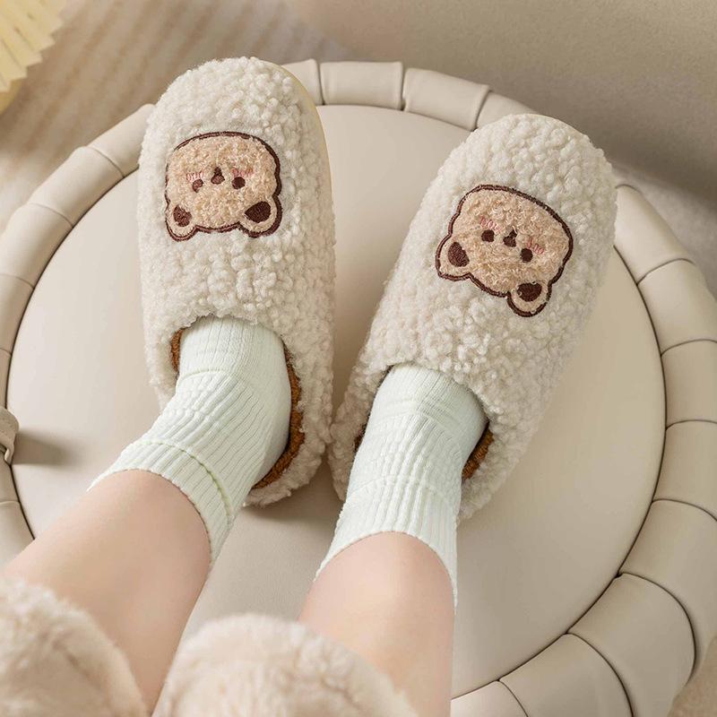 Cotton Slippers for Men In Winter, Cute Indoor Fur Shoes, Warm and Non Slip, Household Velvet Slippers for Women