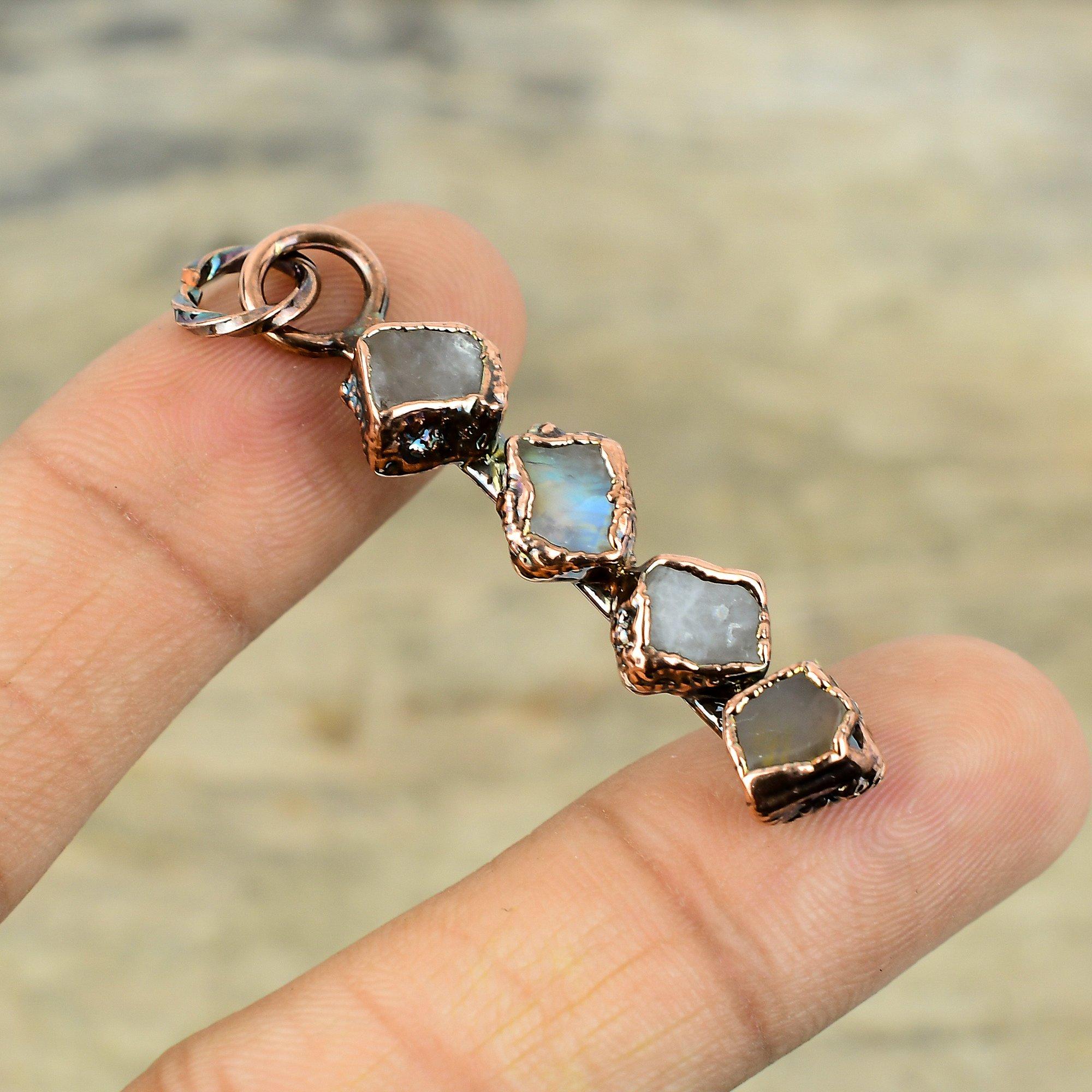 Кулон из необработанного драгоценного камня лабрадорит, гальванопластическая медная подвеска, ювелирное изделие ручной работы из меди, дизайнерский кулон, гальванопластическая бижутерия, подарок для нее