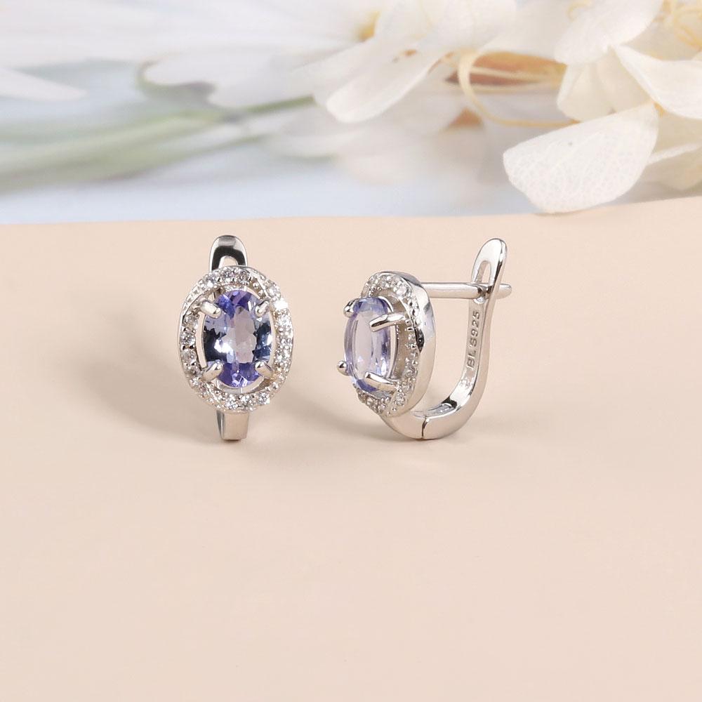 Новинка 2023, серебряные серьги с простой застежкой, натуральный танзанит, овальной огранки, 5*7 мм, изысканные ювелирные изделия, серебро 925 пробы для женщин, хороший подарок