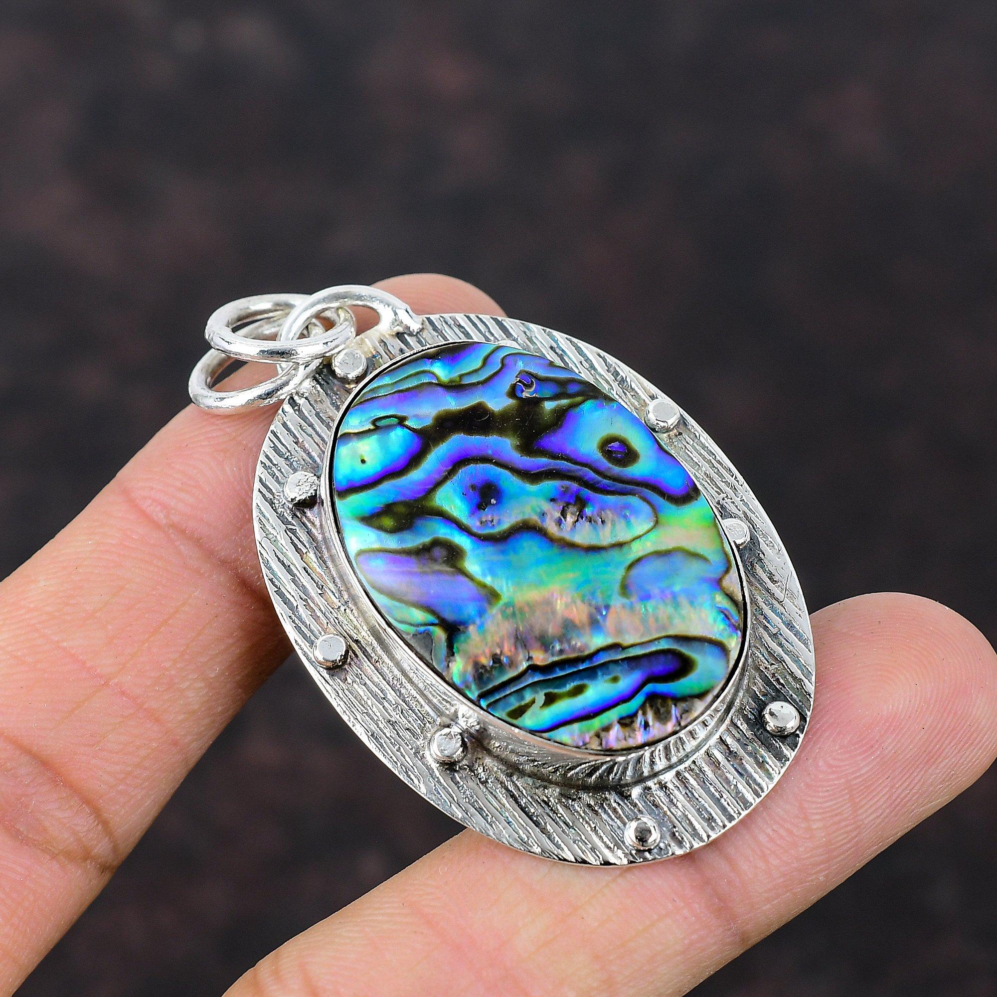 Abalone Shell Gemstone Pendant 925 Sterling Silver Pendant Handmade Latest Design Jewelry Beautiful Pendant Gift For Women Brand New Pendant