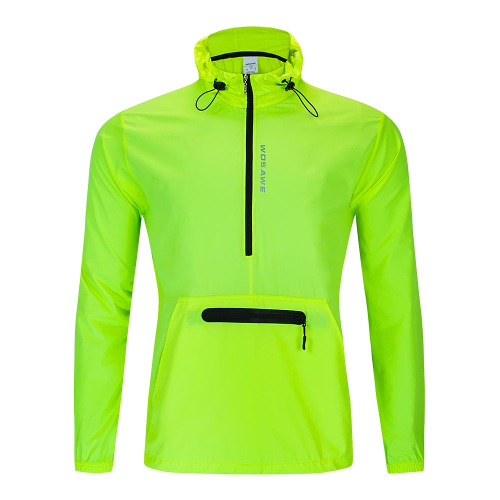 Wosawe Ветрозащитные велосипедные куртки с капюшоном, мужская водонепроницаемая велосипедная одежда, велосипедные трикотажные изделия с длинными рукавами, светоотражающий верх, ветровое пальто